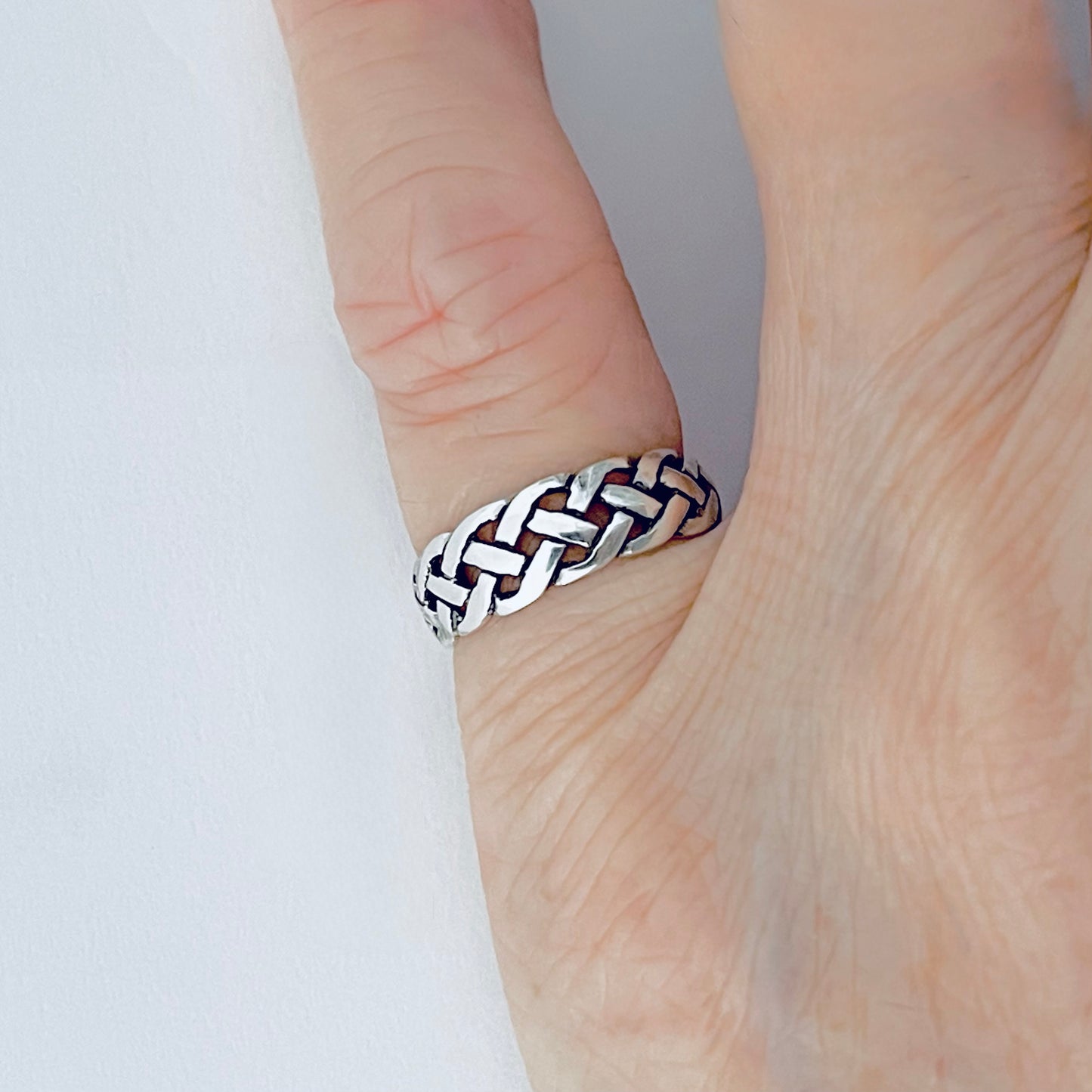 Sterling Silver Celtic Woven Braid Toe Ring | Midi Pinky Silver Band Rings