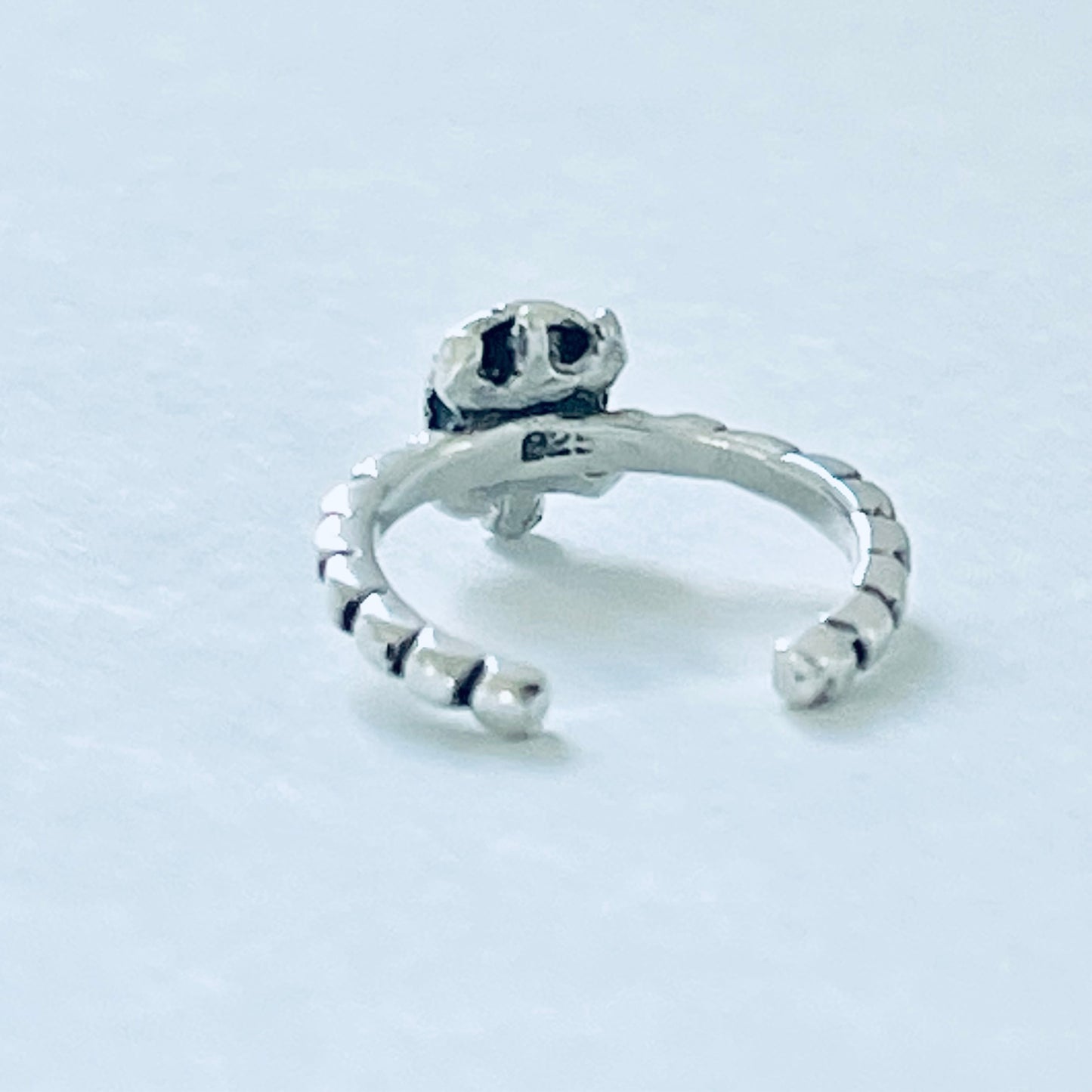 Sterling Silver Dainty Turtle Toe Ring with Dot Band | Ocean Animal Beach Silver Rings