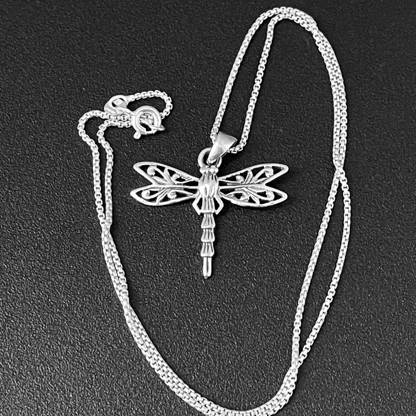 Sterling Silver Filigree Dragonfly Necklace, Spirit Bug Necklace, Silver Necklaces, Insects