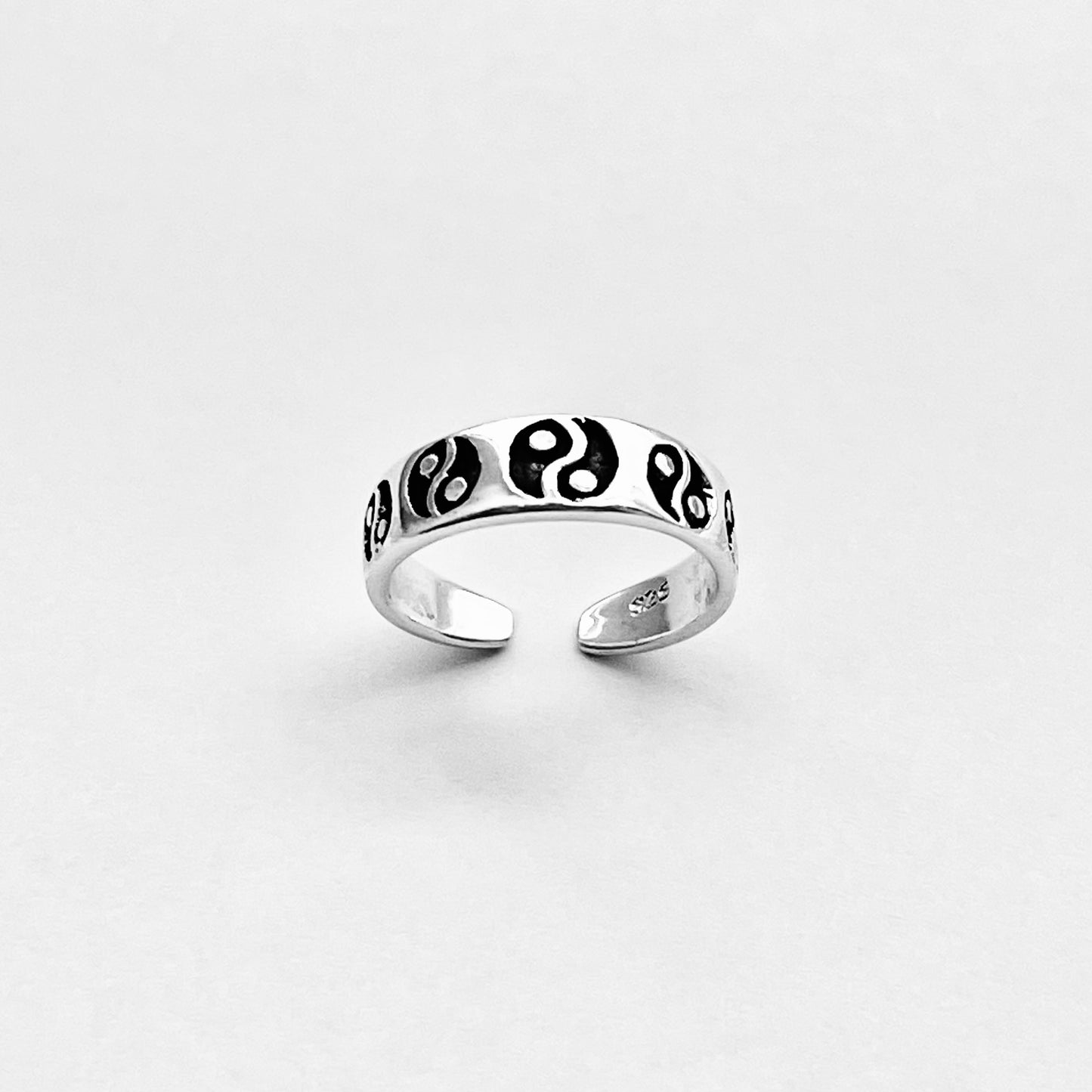 Sterling Silver Yin and Yang Band Toe Ring, Yoga Rings, Silver Bands