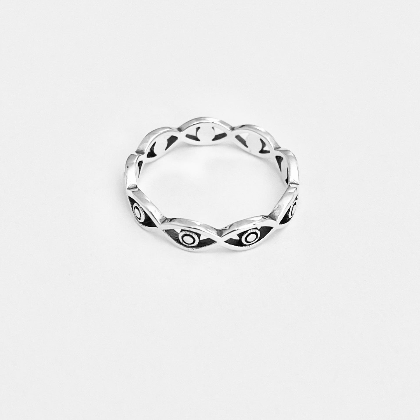925 Sterling Silver Eternity All Seeing Eye Ring – Stackable Evil Eye Rings, Protector Jewelry