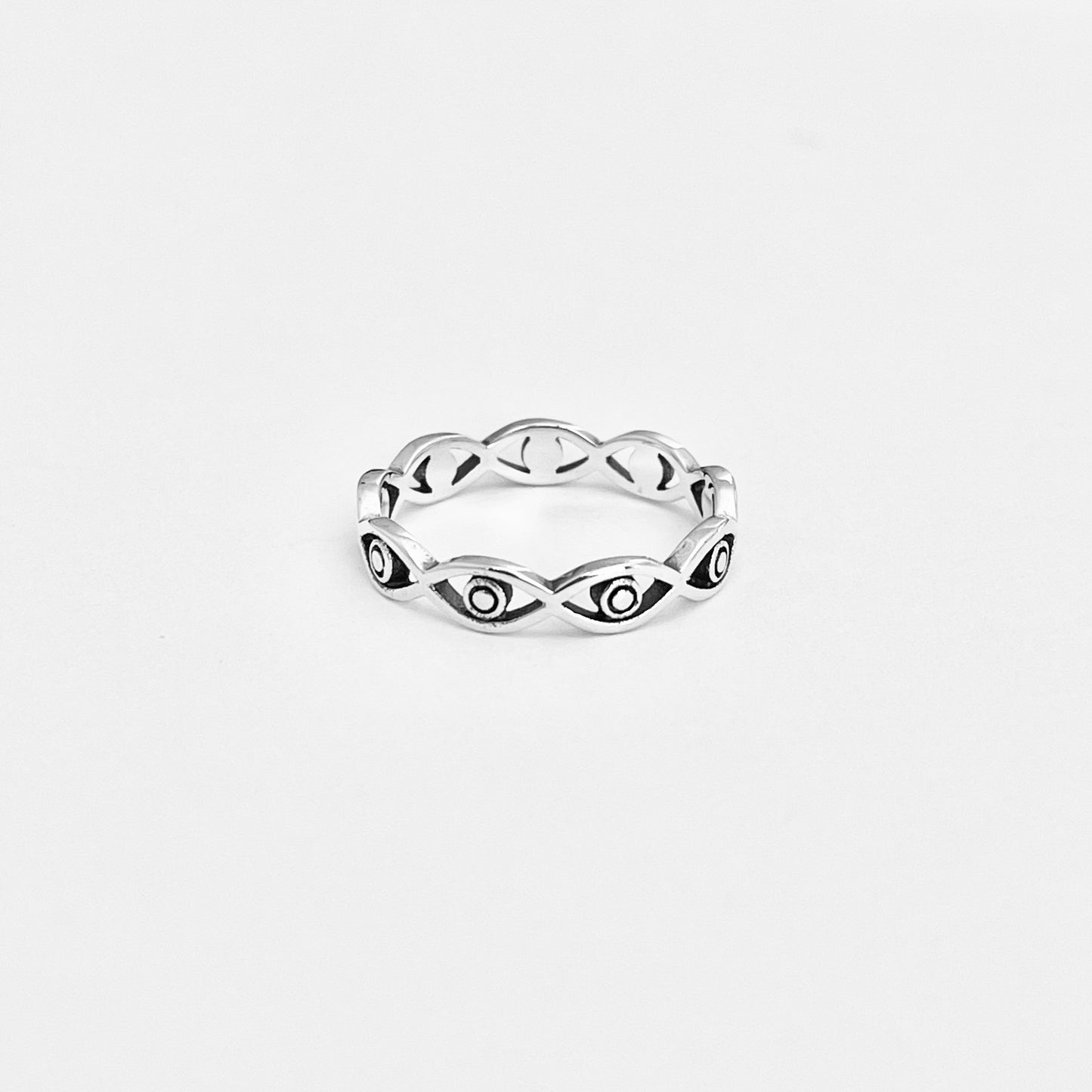 925 Sterling Silver Eternity All Seeing Eye Ring – Stackable Evil Eye Rings, Protector Jewelry