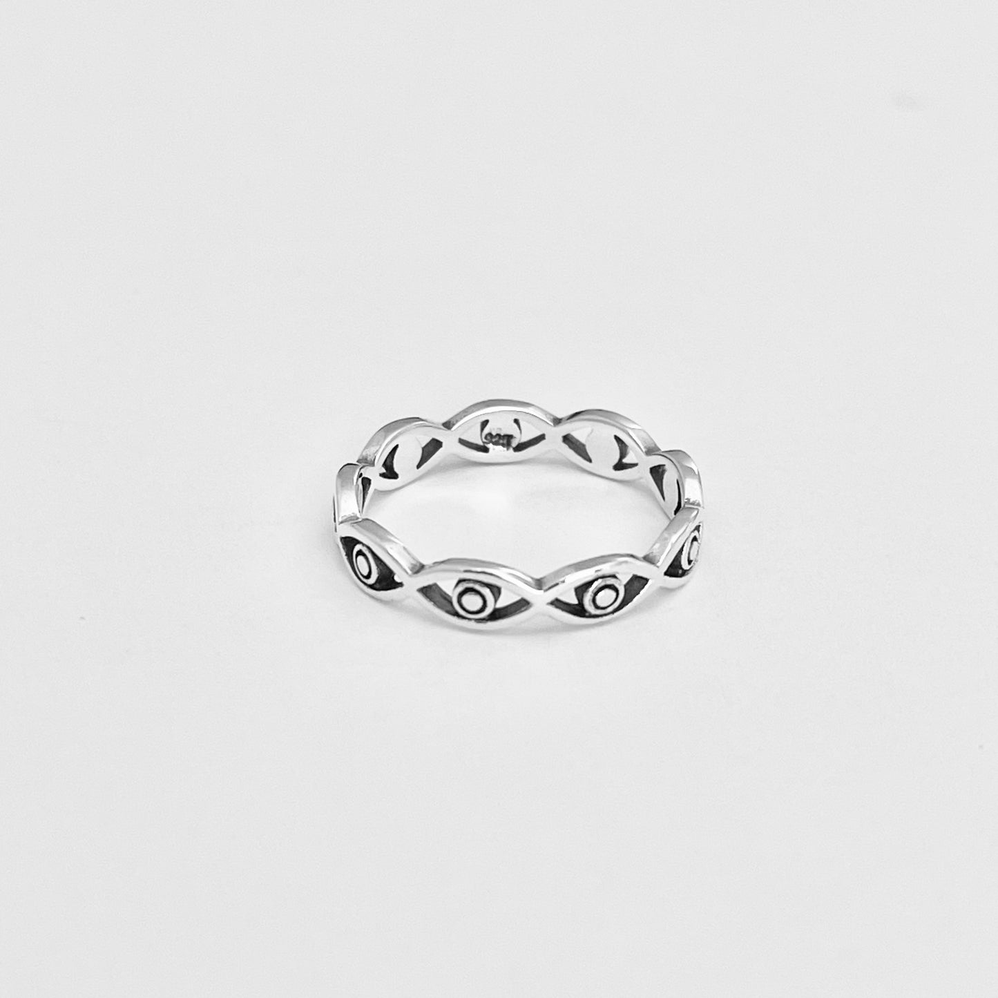 Sterling Silver Eternity All Seeing Eye Ring, Evil Eye Ring, Stackable Silver Rings