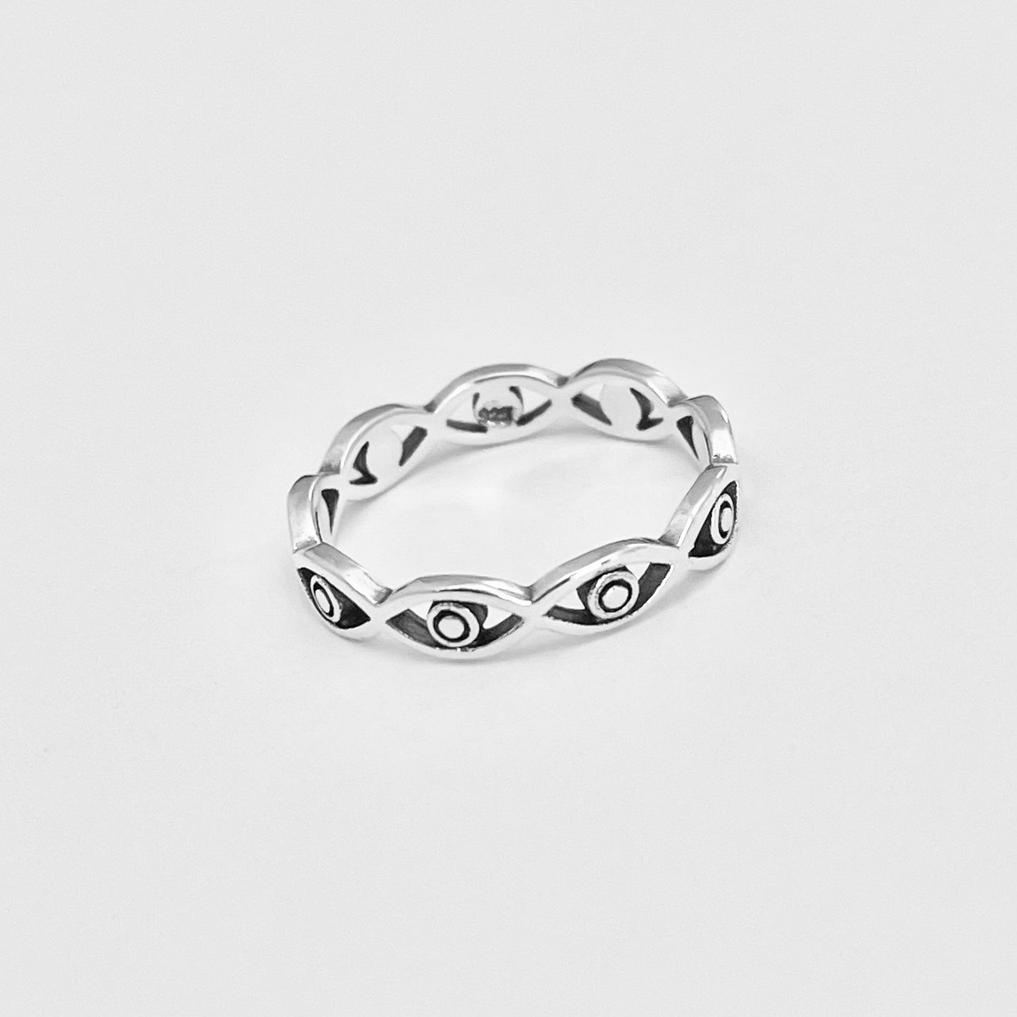 Sterling Silver Eternity All Seeing Eye Ring, Evil Eye Ring, Stackable Silver Rings