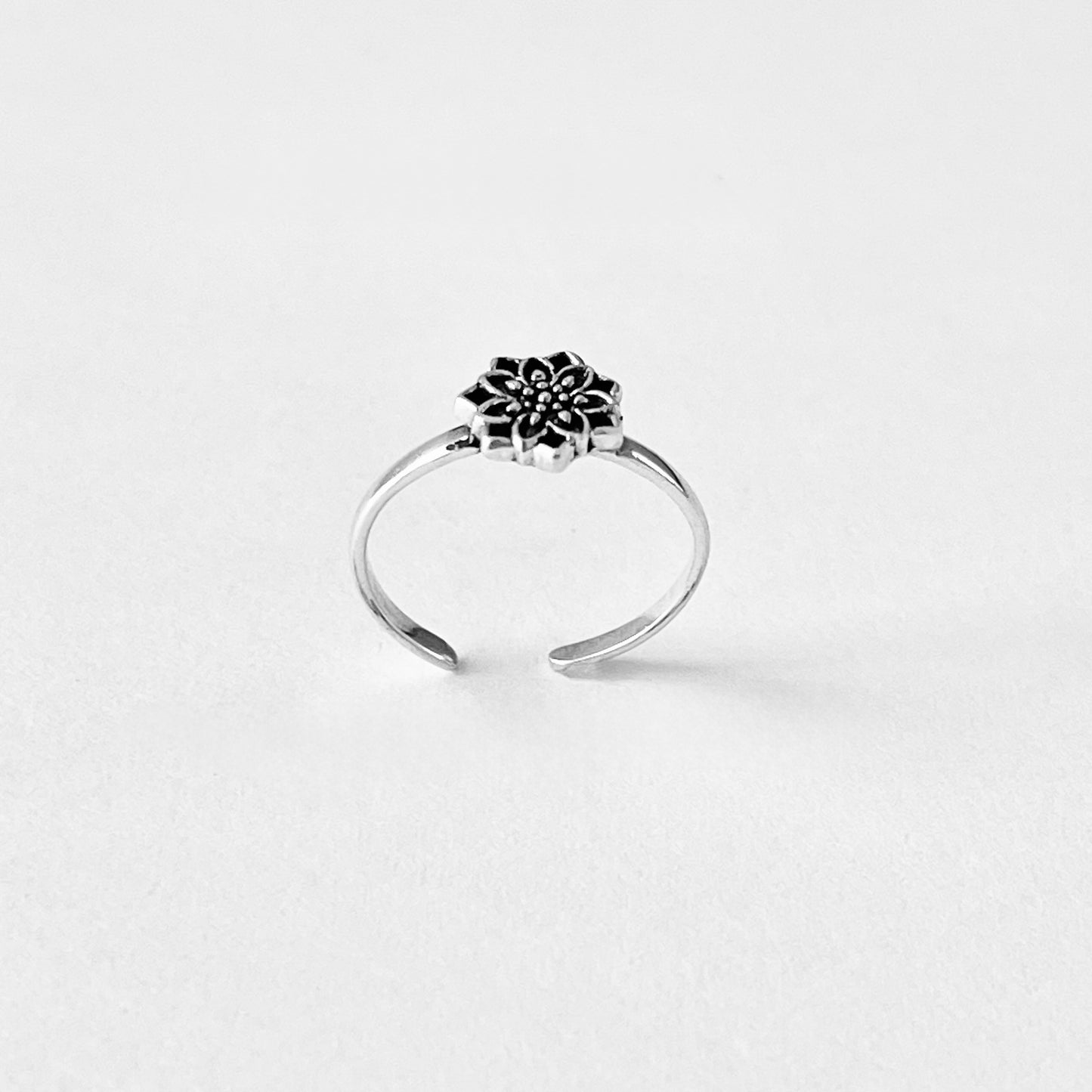 Sterling Silver Dainty Lotus Flower Toe Ring | Delicate Mandala Silver Rings