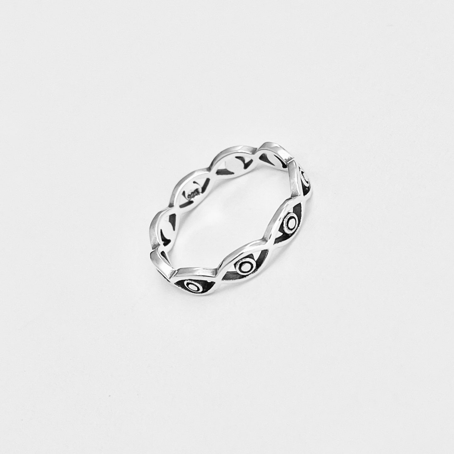 925 Sterling Silver Eternity All Seeing Eye Ring – Stackable Evil Eye Rings, Protector Jewelry
