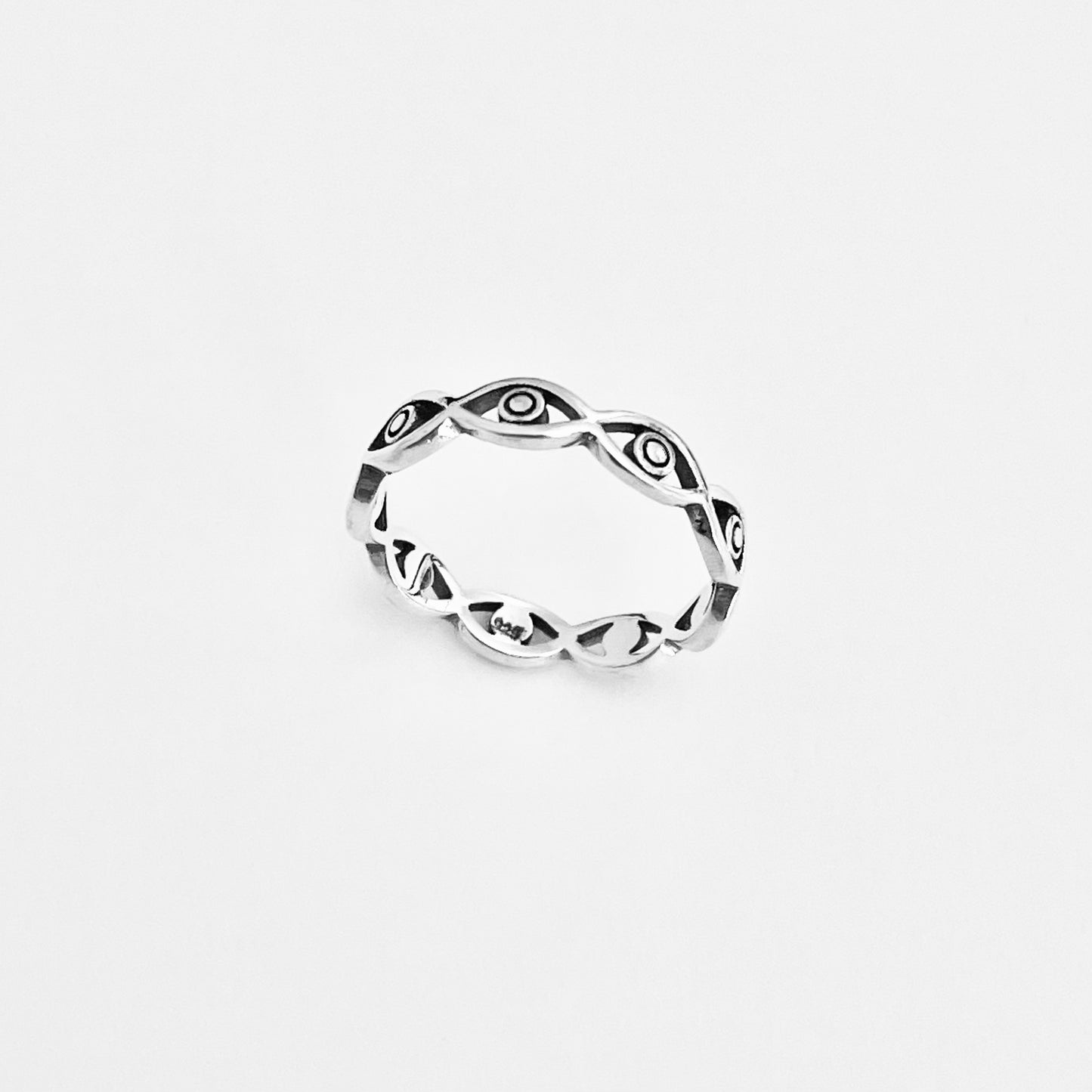 925 Sterling Silver Eternity All Seeing Eye Ring – Stackable Evil Eye Rings, Protector Jewelry