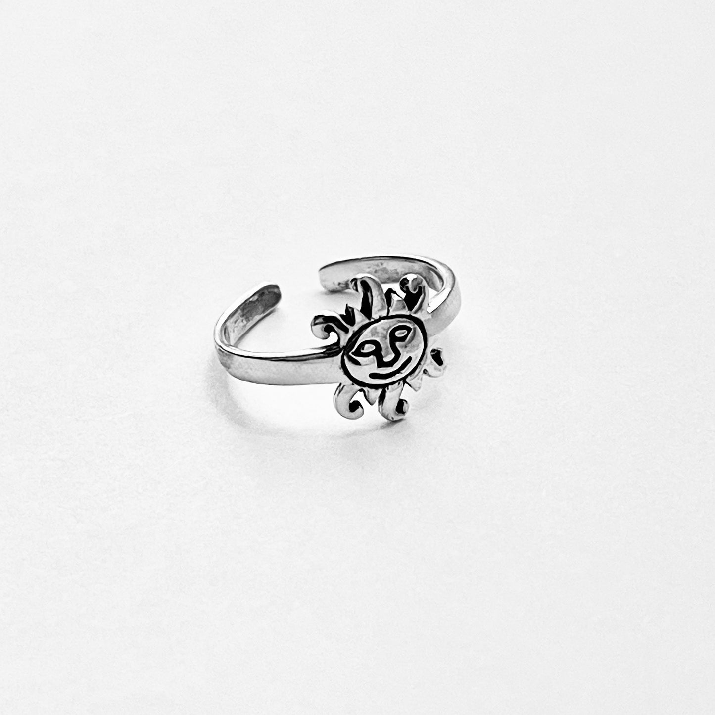 925 Sterling Silver Sun Face Toe Ring | Celestial & Sunshine Silver Ring