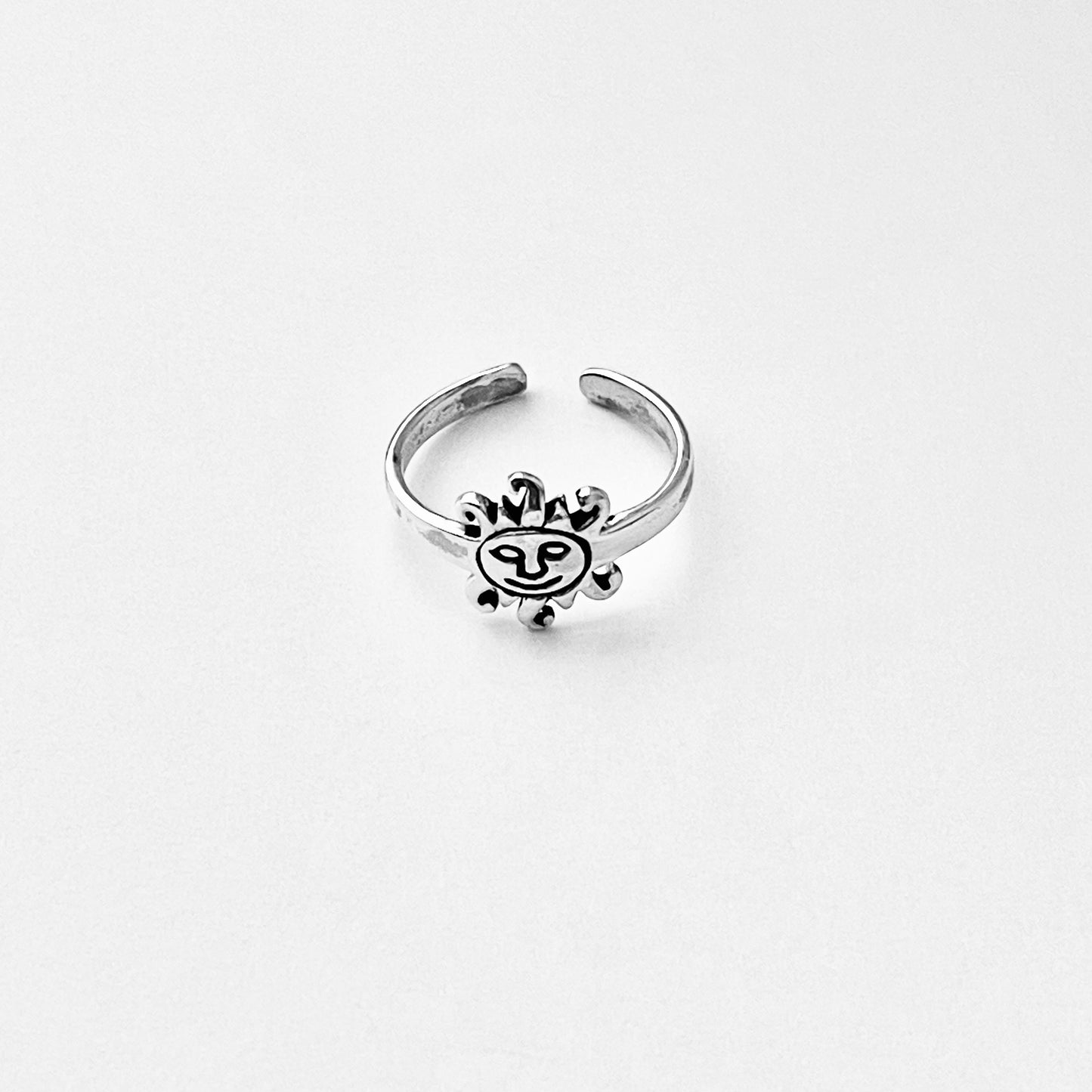925 Sterling Silver Sun Face Toe Ring | Celestial & Sunshine Silver Ring