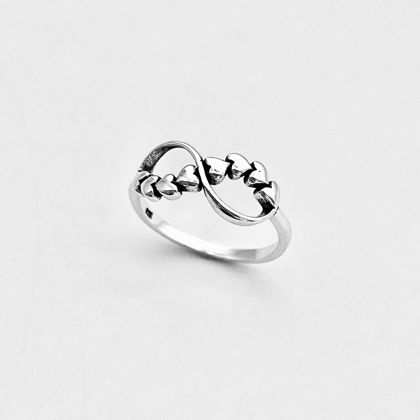 Sterling Silver Infinity Ring with Hearts – Forever Love Heart Friendship Silver Rings