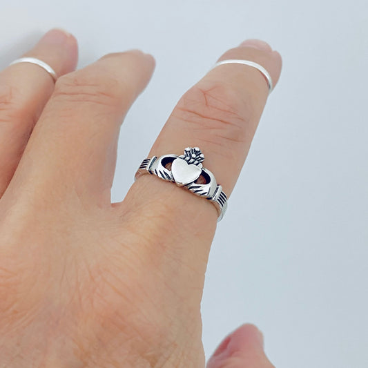 925 Sterling Silver Irish Claddagh Ring | Heart Crown Friendship Loyalty Rings