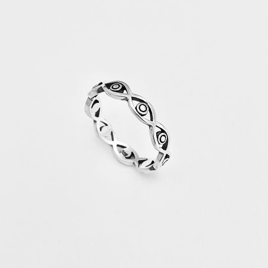 925 Sterling Silver Eternity All Seeing Eye Ring – Stackable Evil Eye Rings, Protector Jewelry