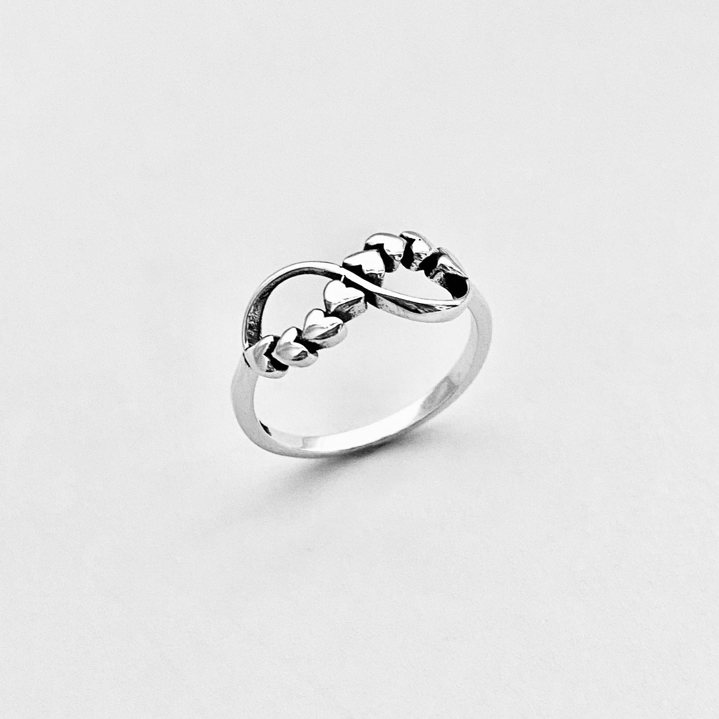 Sterling Silver Infinity Ring with Hearts – Forever Love Heart Friendship Silver Rings