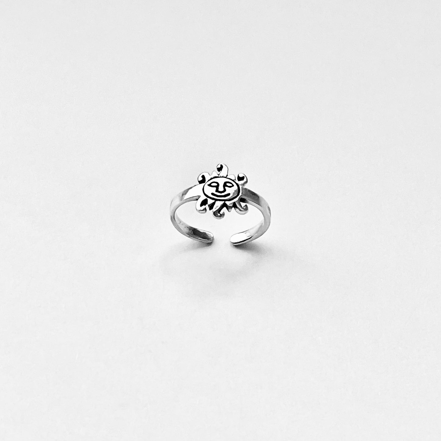 925 Sterling Silver Sun Face Toe Ring | Celestial & Sunshine Silver Ring