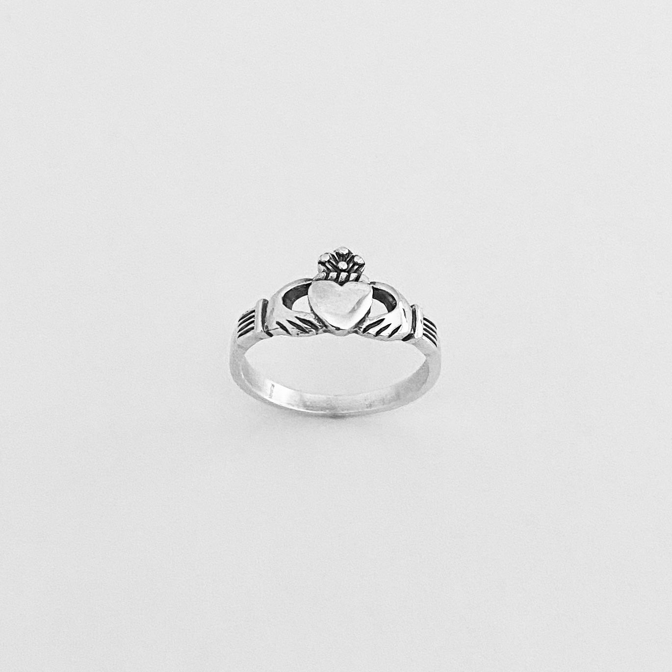 Sterling Silver Irish Claddagh Ring, Minimalist Heart Silver Ring