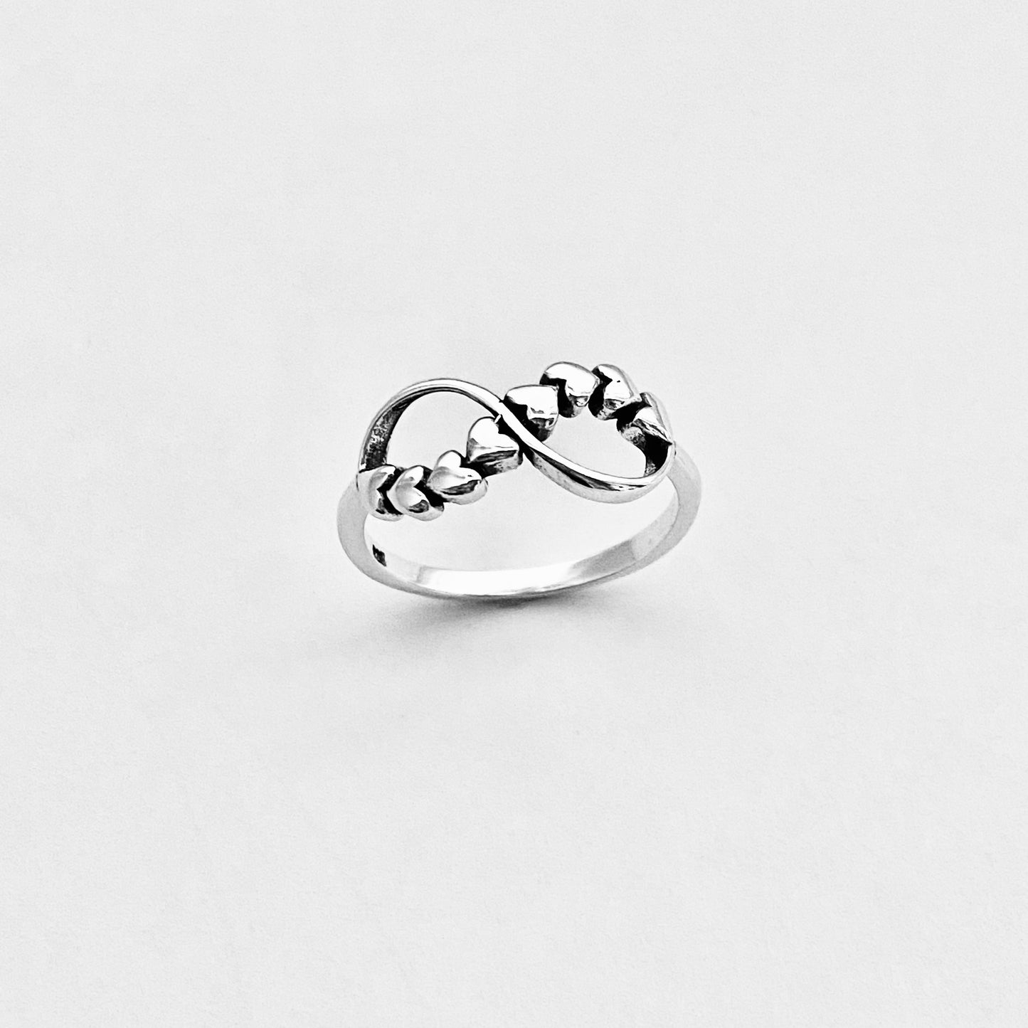 Sterling Silver Infinity Ring with Hearts – Forever Love Heart Friendship Silver Rings