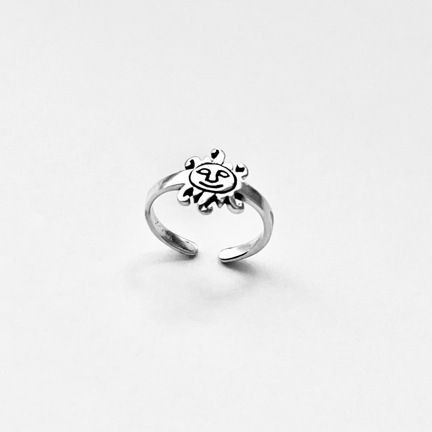 925 Sterling Silver Sun Face Toe Ring | Celestial & Sunshine Silver Ring
