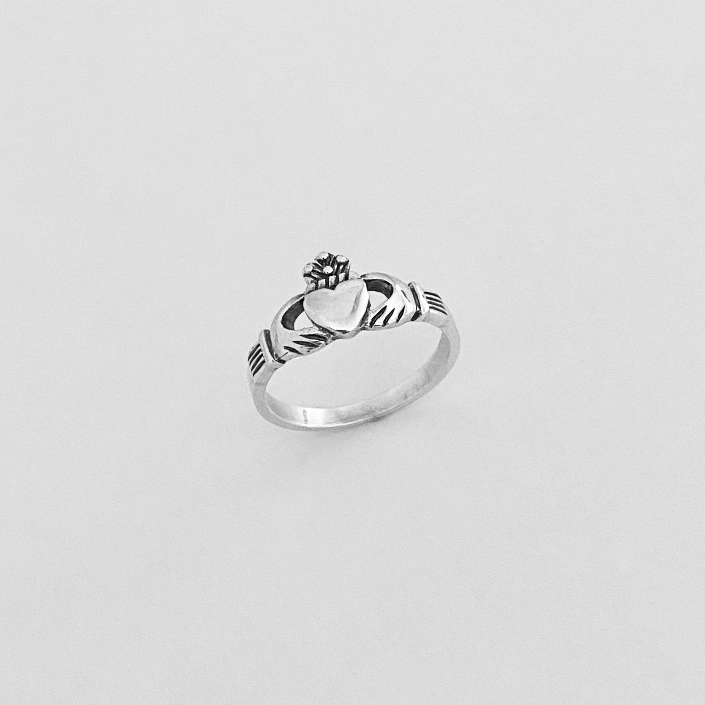 Sterling Silver Irish Claddagh Ring, Minimalist Heart Silver Ring