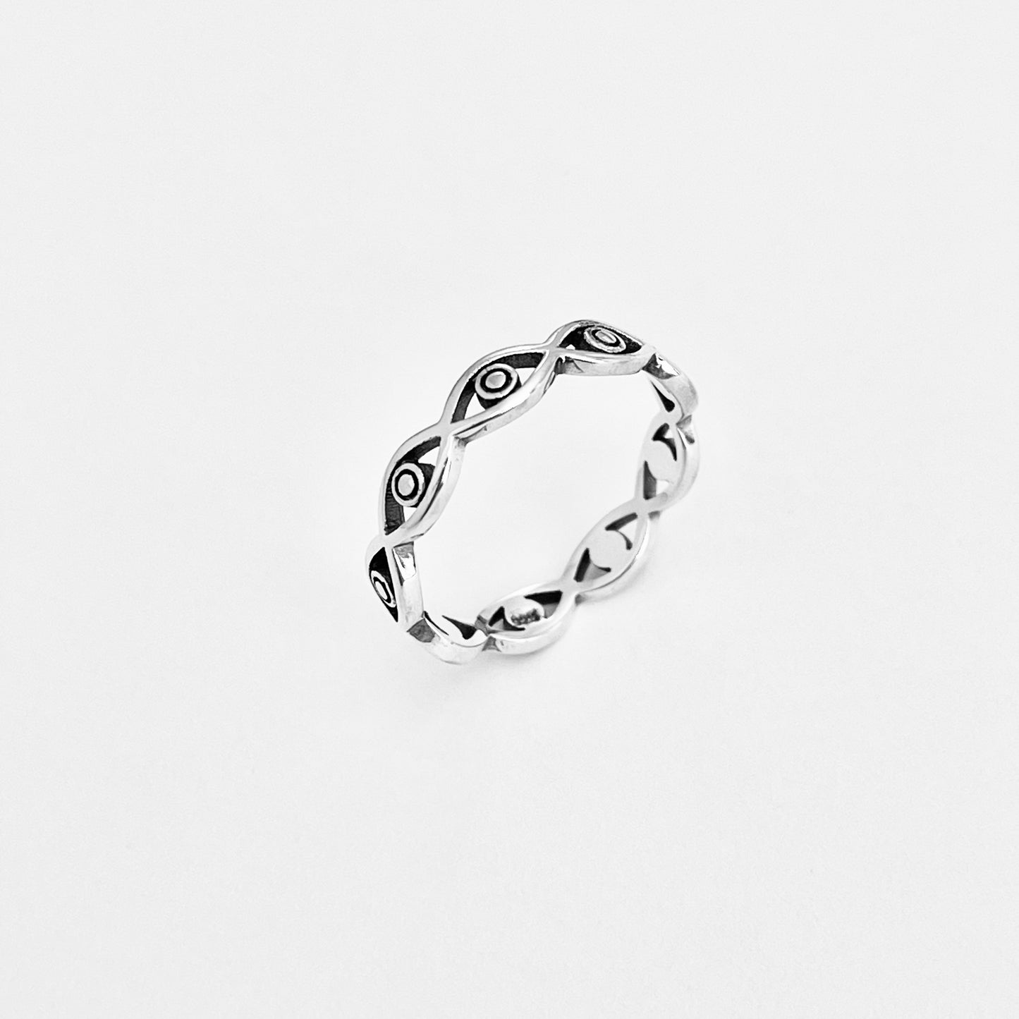 925 Sterling Silver Eternity All Seeing Eye Ring – Stackable Evil Eye Rings, Protector Jewelry