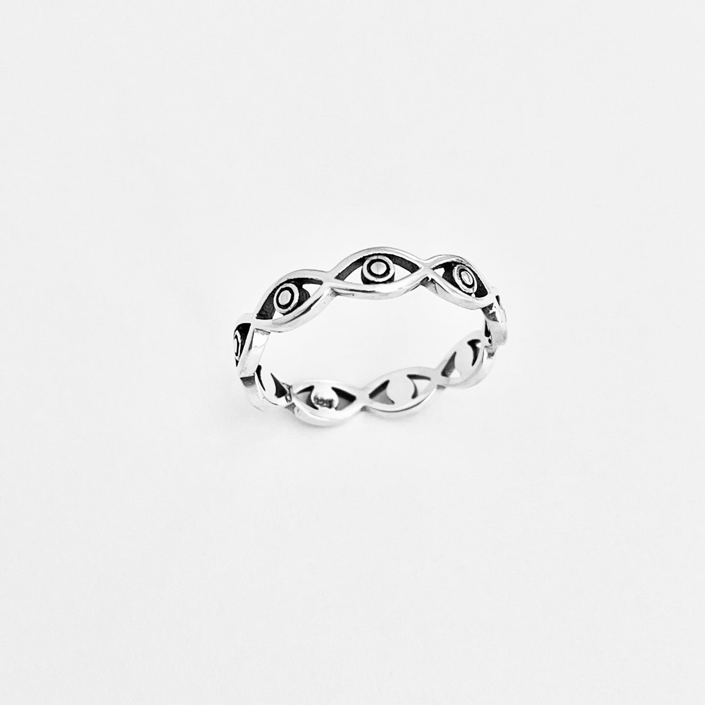 925 Sterling Silver Eternity All Seeing Eye Ring – Stackable Evil Eye Rings, Protector Jewelry