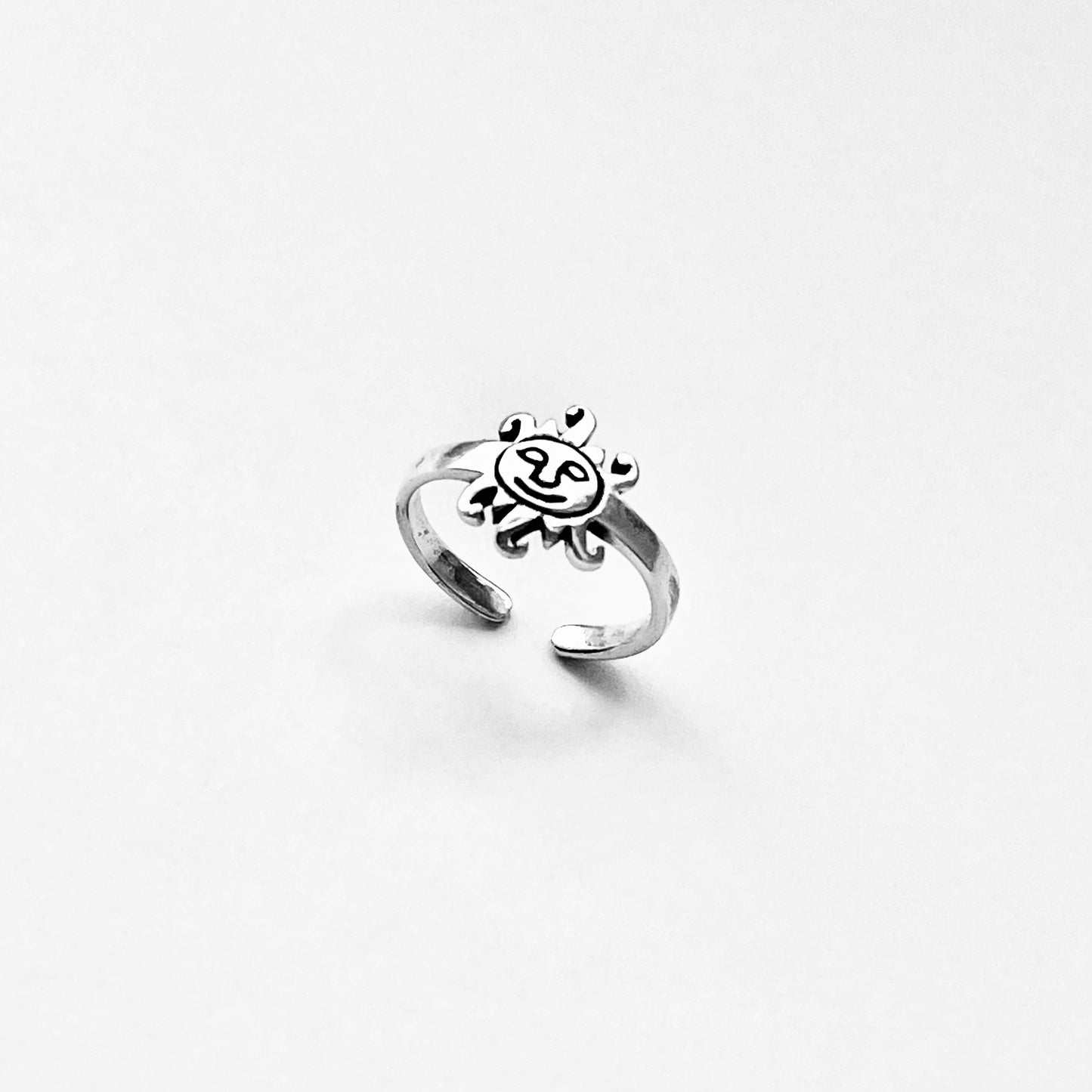 925 Sterling Silver Sun Face Toe Ring | Celestial & Sunshine Silver Ring