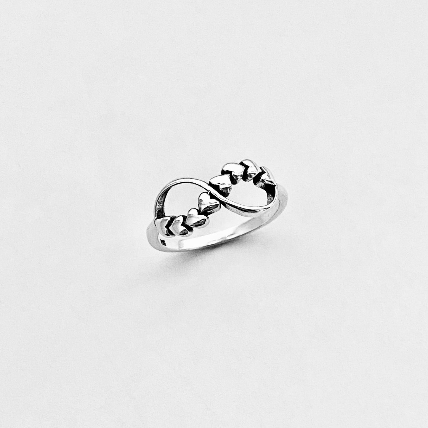 Sterling Silver Infinity Ring with Hearts – Forever Love Heart Friendship Silver Rings