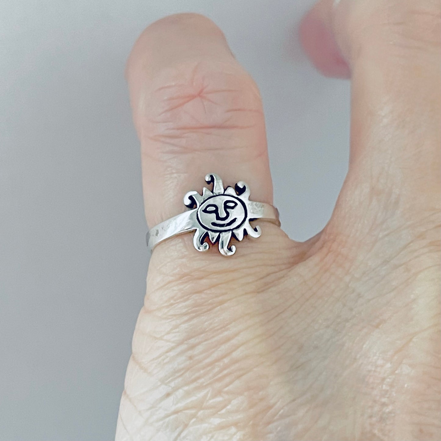 925 Sterling Silver Sun Face Toe Ring | Celestial & Sunshine Silver Ring