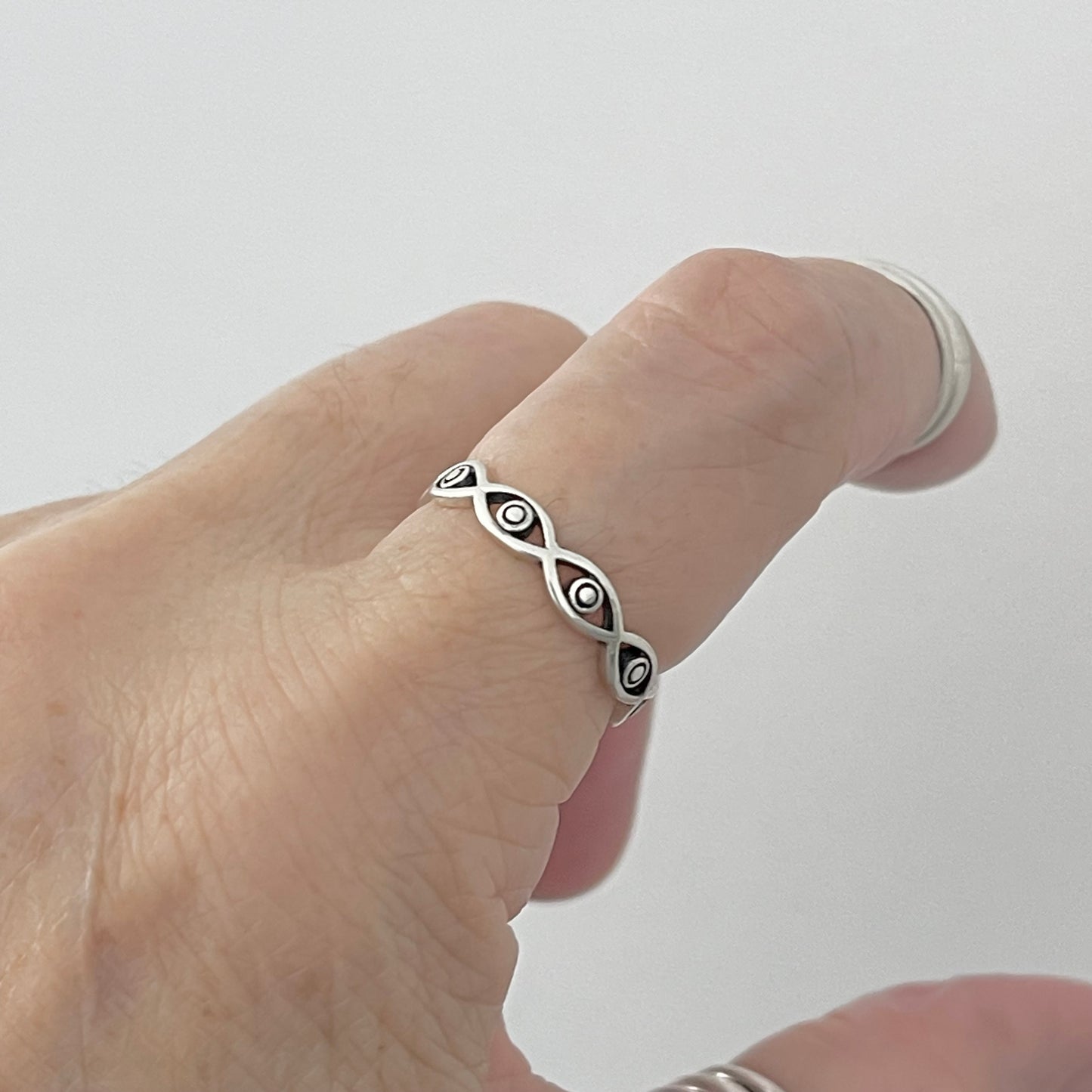 Sterling Silver Eternity All Seeing Eye Ring, Evil Eye Ring, Stackable Silver Rings