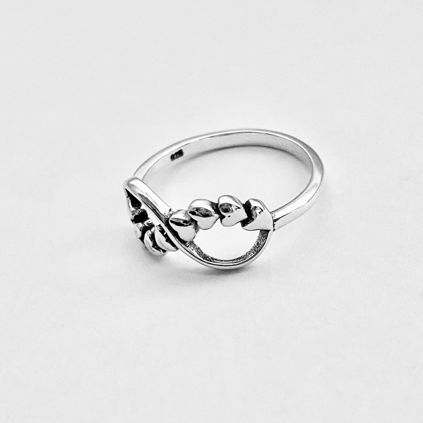 Sterling Silver Infinity Ring with Hearts – Forever Love Heart Friendship Silver Rings