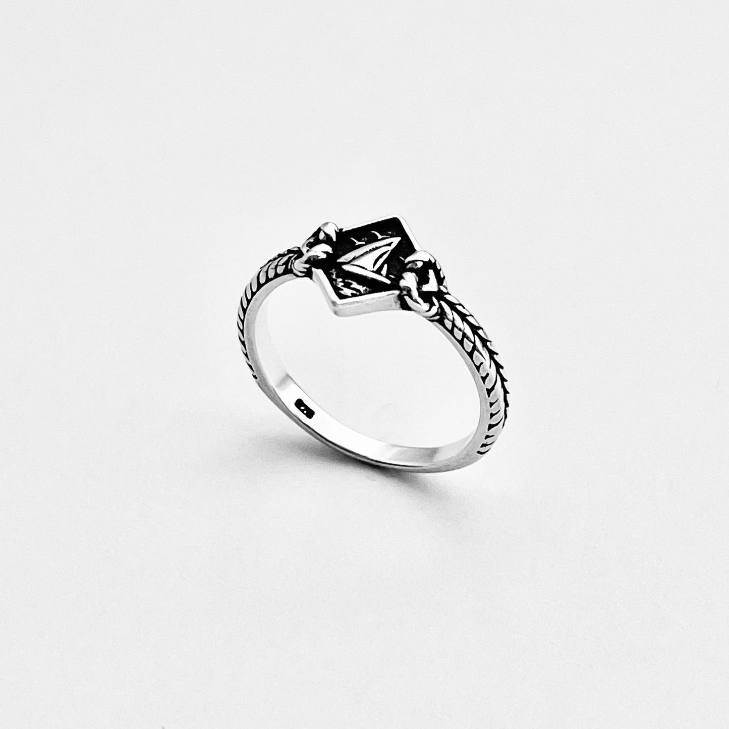Sterling Silver Birds Flying Around Sailboat Ring with Rope, Dainty Ocean Jewelry, Ship Rings