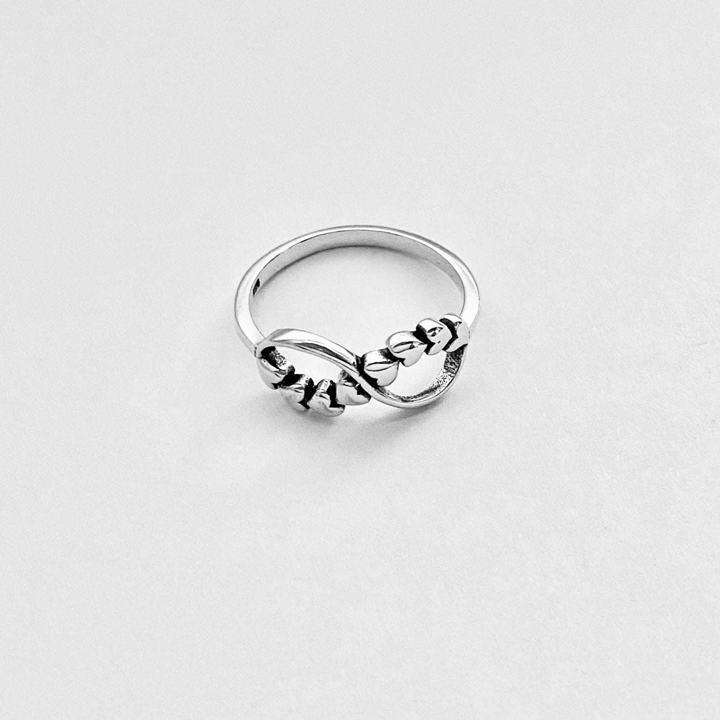 Sterling Silver Infinity Ring with Hearts – Forever Love Heart Friendship Silver Rings