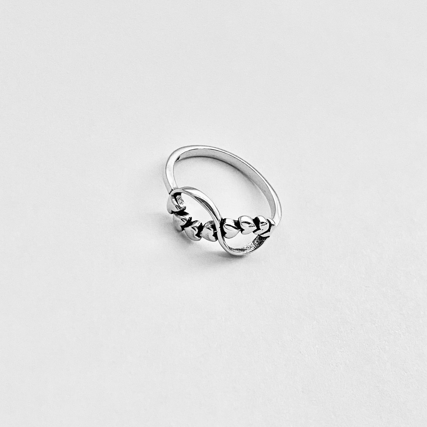 Sterling Silver Infinity Ring with Hearts – Forever Love Heart Friendship Silver Rings