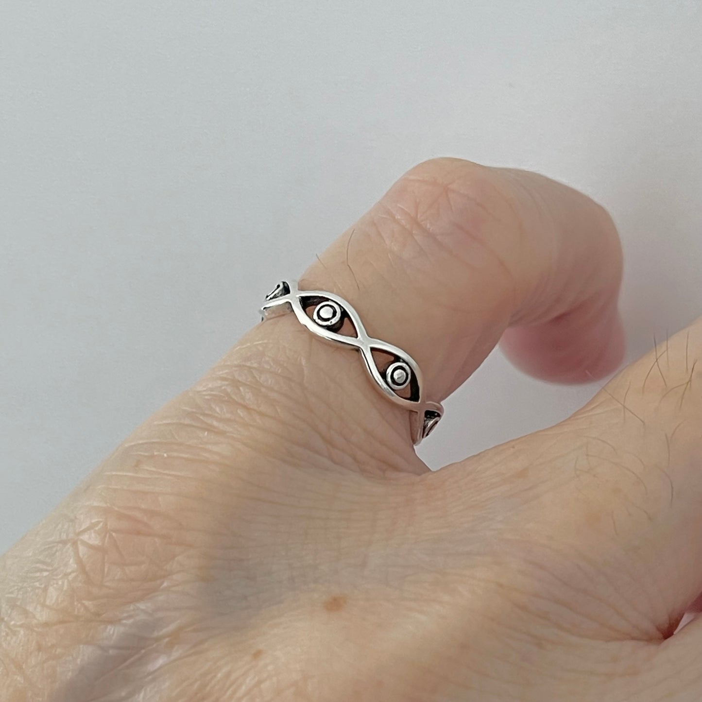 Sterling Silver Eternity All Seeing Eye Ring, Evil Eye Ring, Stackable Silver Rings