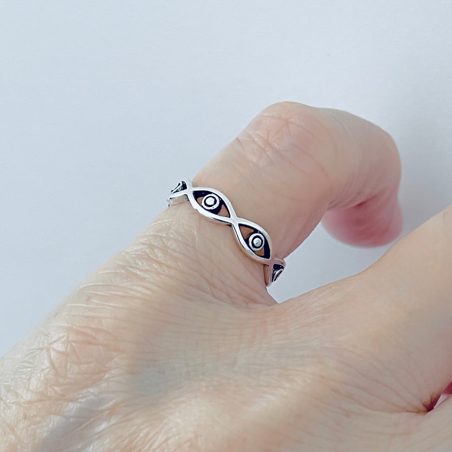 925 Sterling Silver Eternity All Seeing Eye Ring – Stackable Evil Eye Rings, Protector Jewelry