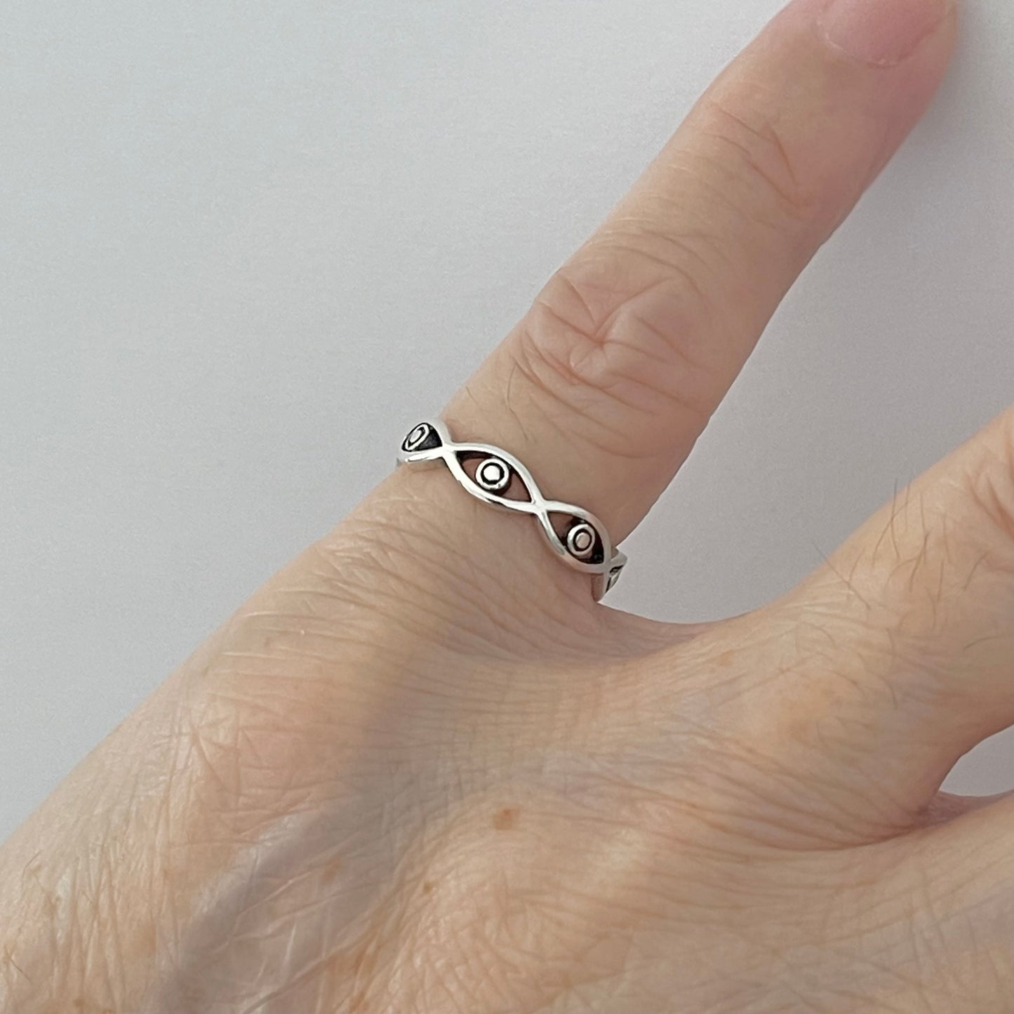 Sterling Silver Eternity All Seeing Eye Ring, Evil Eye Ring, Stackable Silver Rings