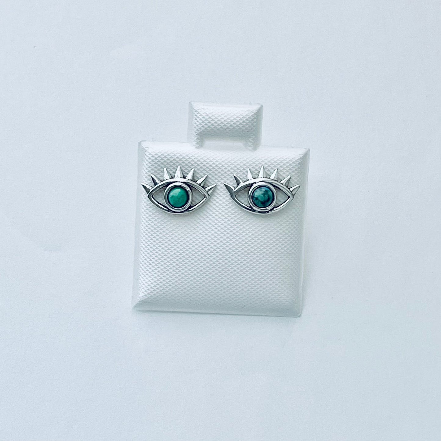 925 Sterling Silver Evil Eye Genuine Turquoise Stud Earrings | Dainty Stone Blue Eyes Earring