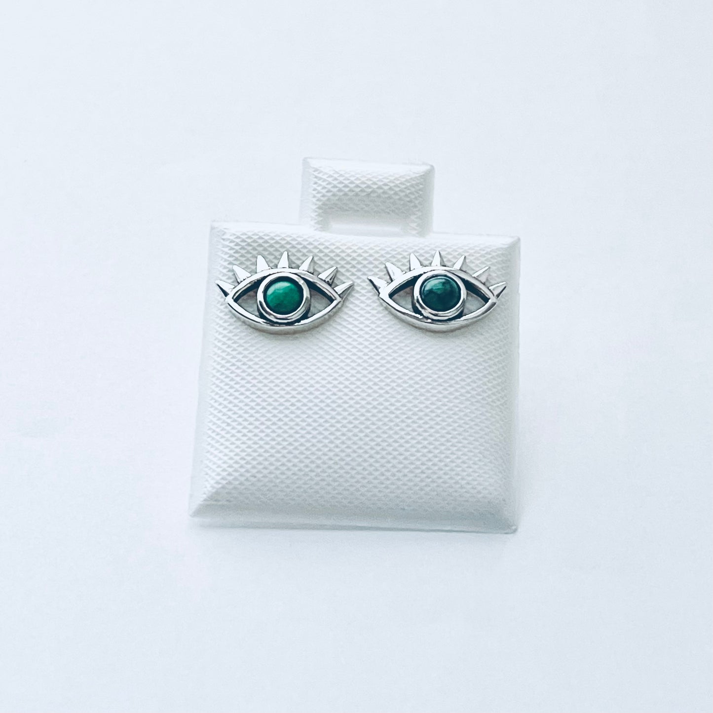 925 Sterling Silver Evil Eye Genuine Turquoise Stud Earrings | Dainty Stone Blue Eyes Earring