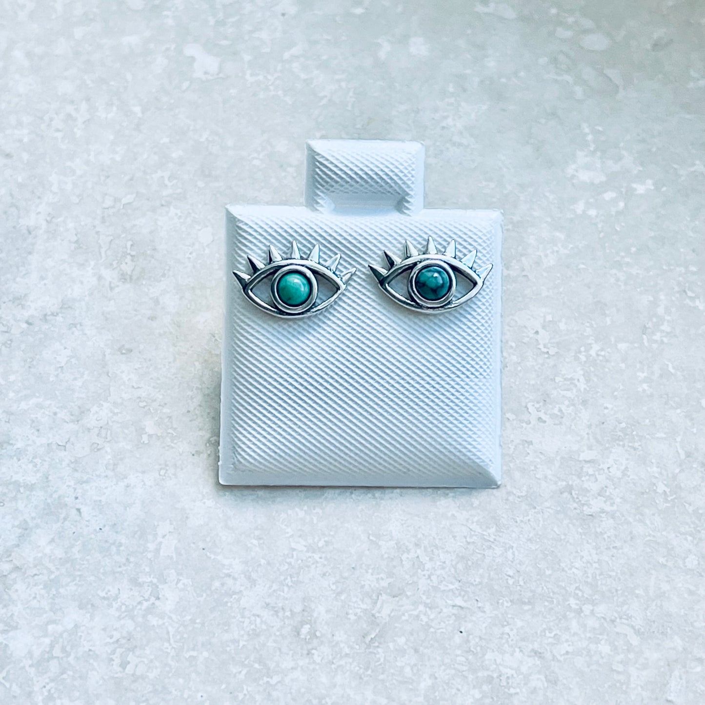 925 Sterling Silver Evil Eye Genuine Turquoise Stud Earrings | Dainty Stone Blue Eyes Earring