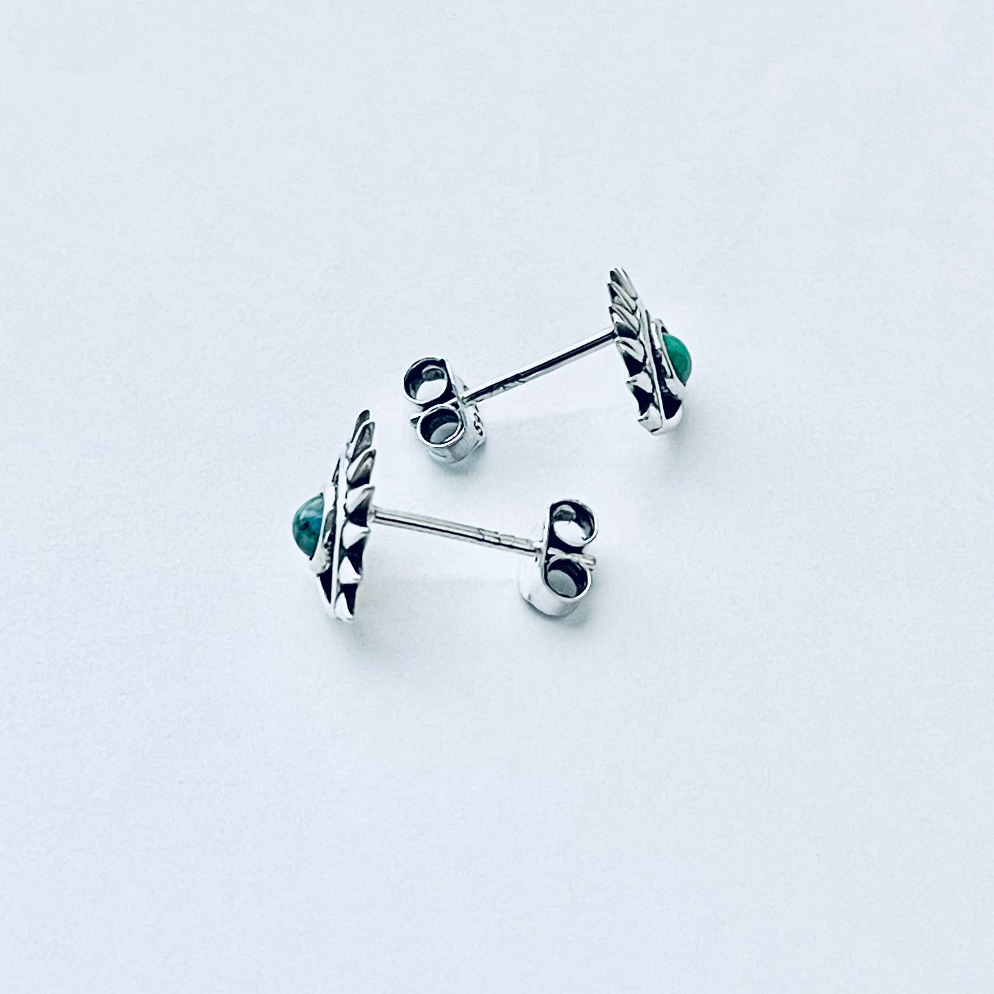 925 Sterling Silver Evil Eye Genuine Turquoise Stud Earrings | Dainty Stone Blue Eyes Earring