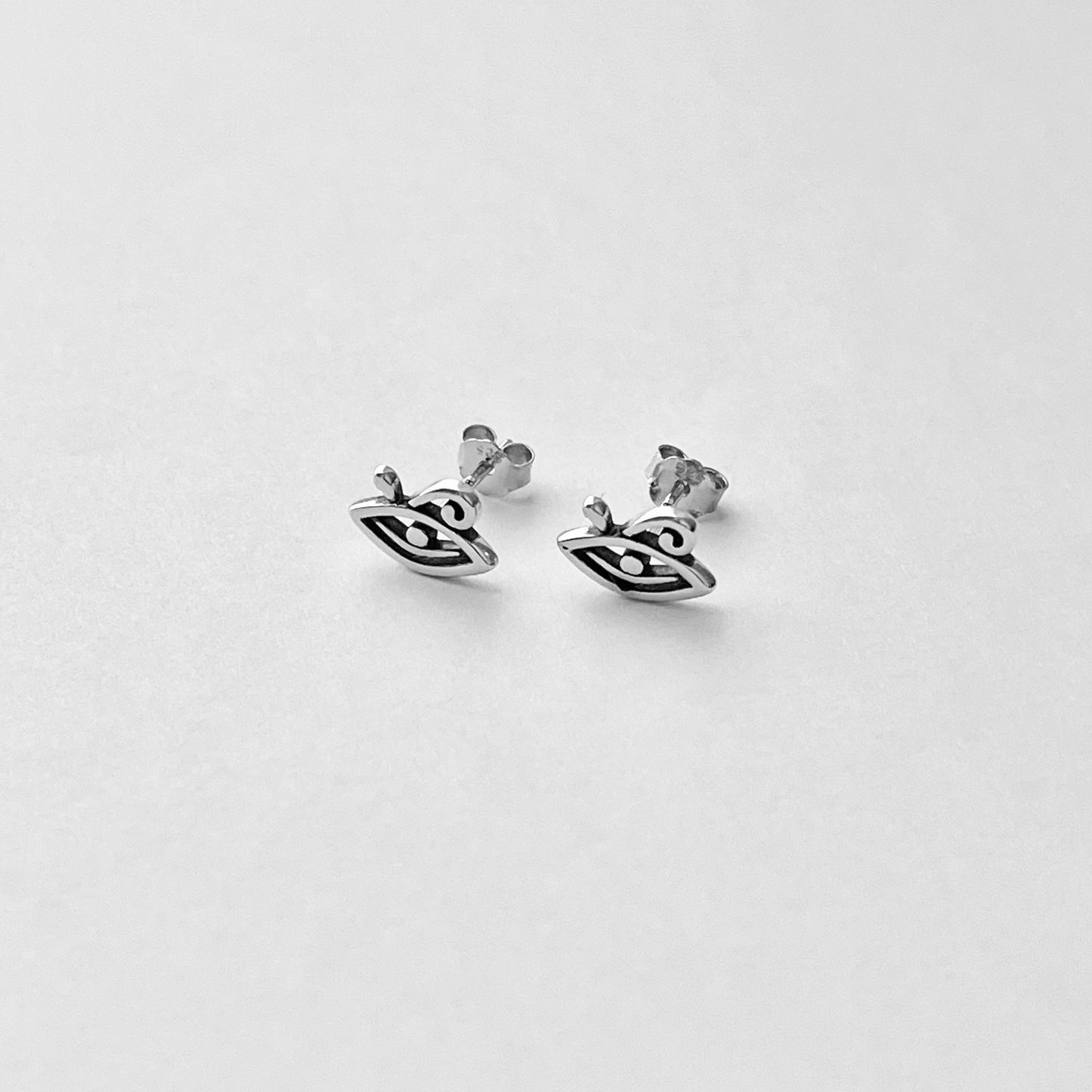 Sterling Silver Little Eye of Horus Stud Earring, Protector Earrings, Ra Eye Silver Earring