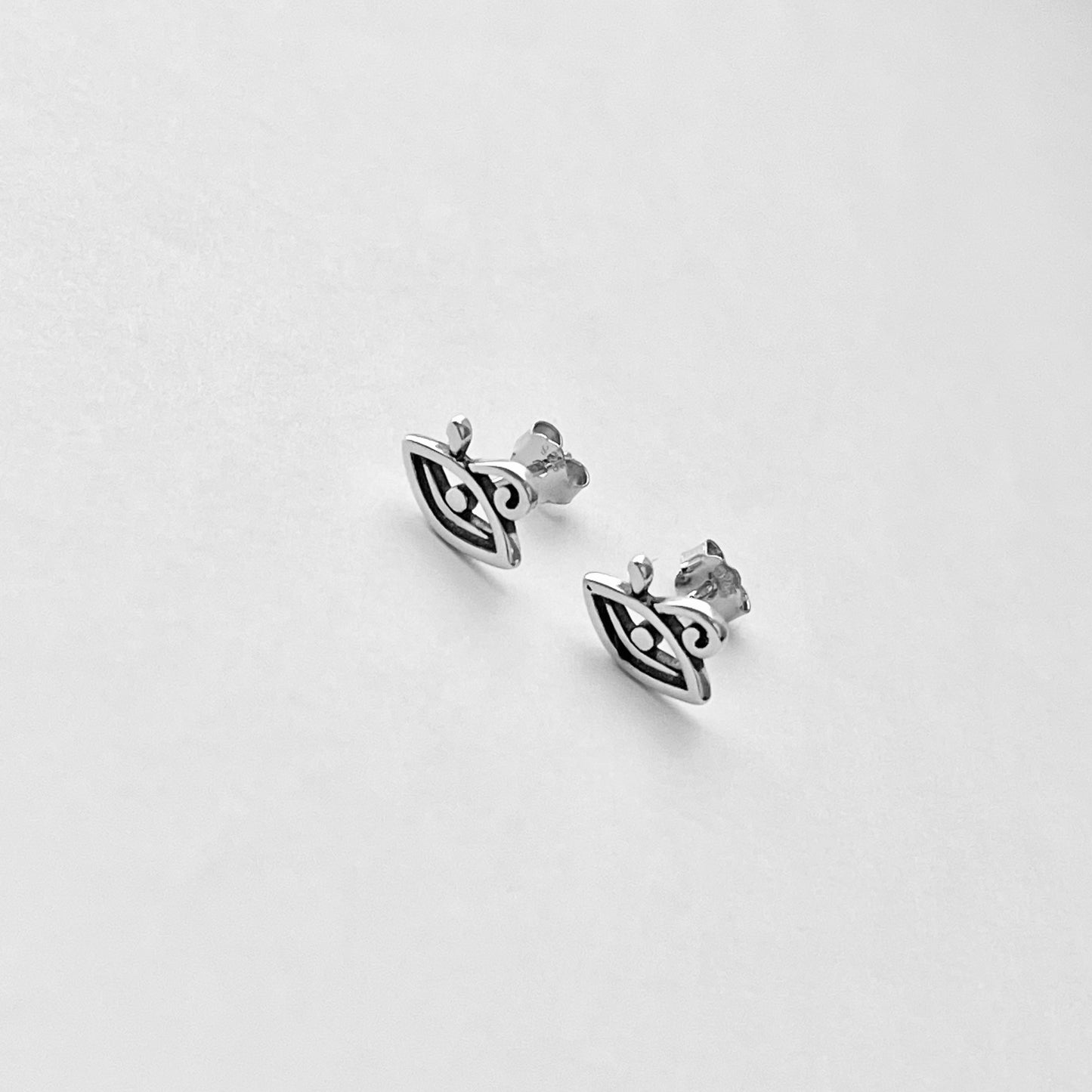 Sterling Silver Little Eye of Horus Stud Earring, Protector Earrings, Ra Eye Silver Earring