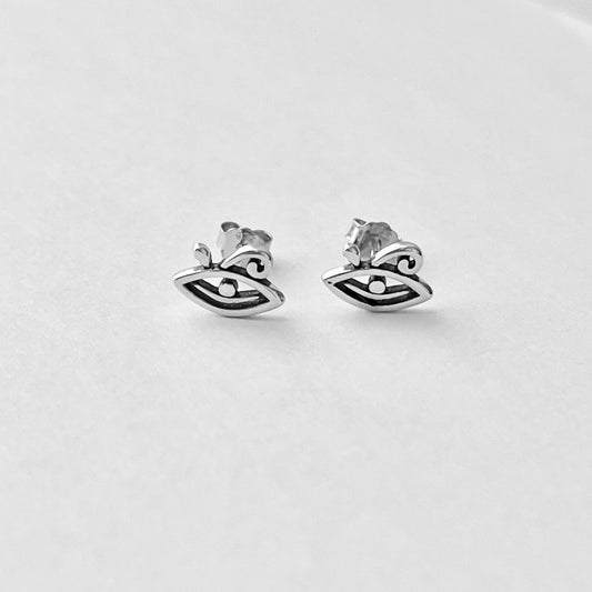 Sterling Silver Little Eye of Horus Stud Earring, Protector Earrings, Ra Eye Silver Earring