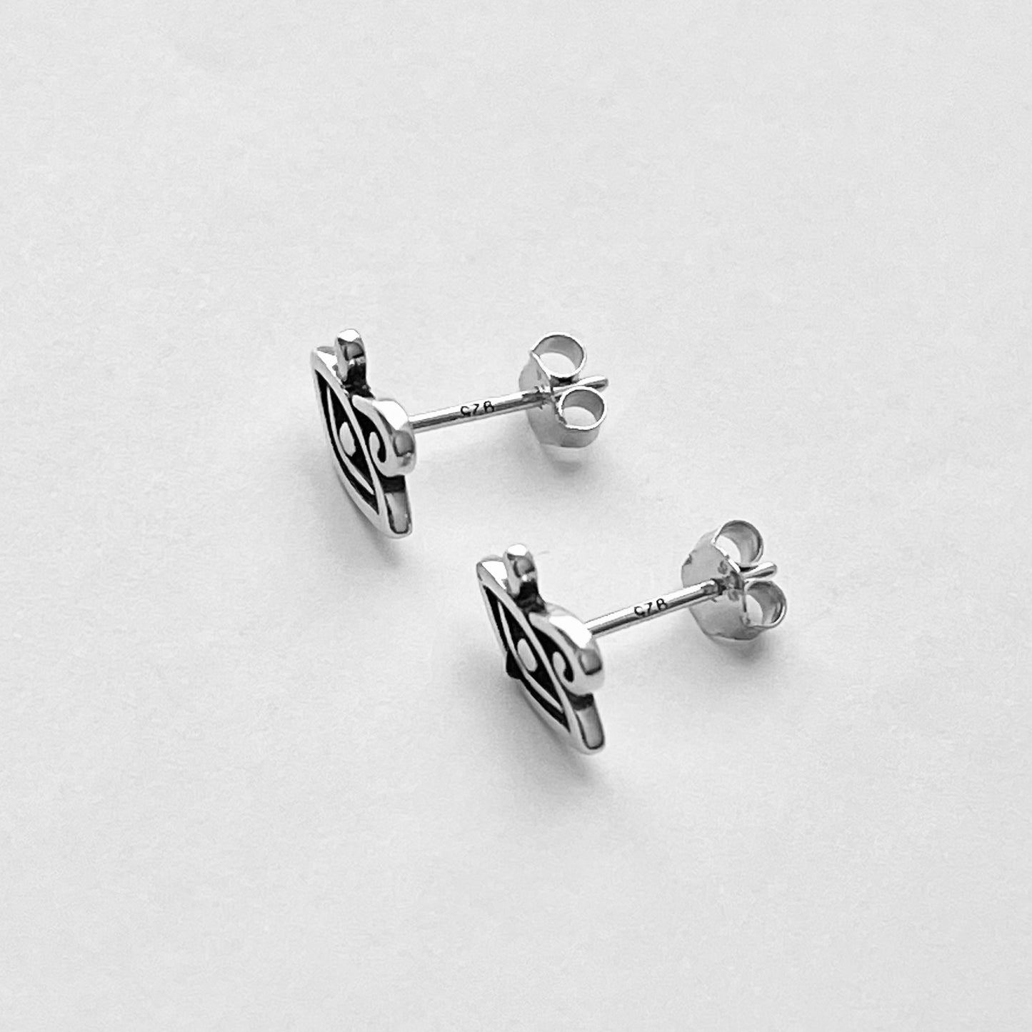 Sterling Silver Little Eye of Horus Stud Earring, Protector Earrings, Ra Eye Silver Earring