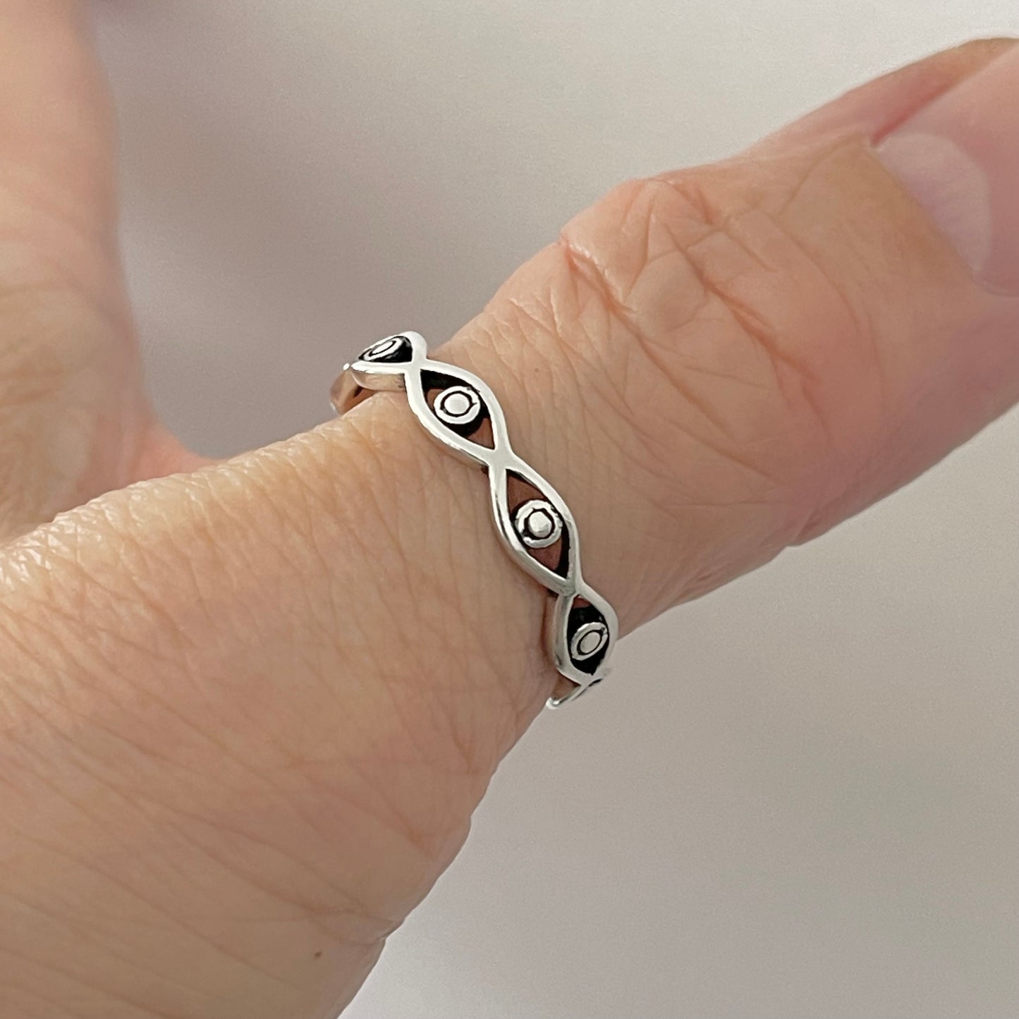 Sterling Silver Eternity All Seeing Eye Ring, Evil Eye Ring, Stackable Silver Rings