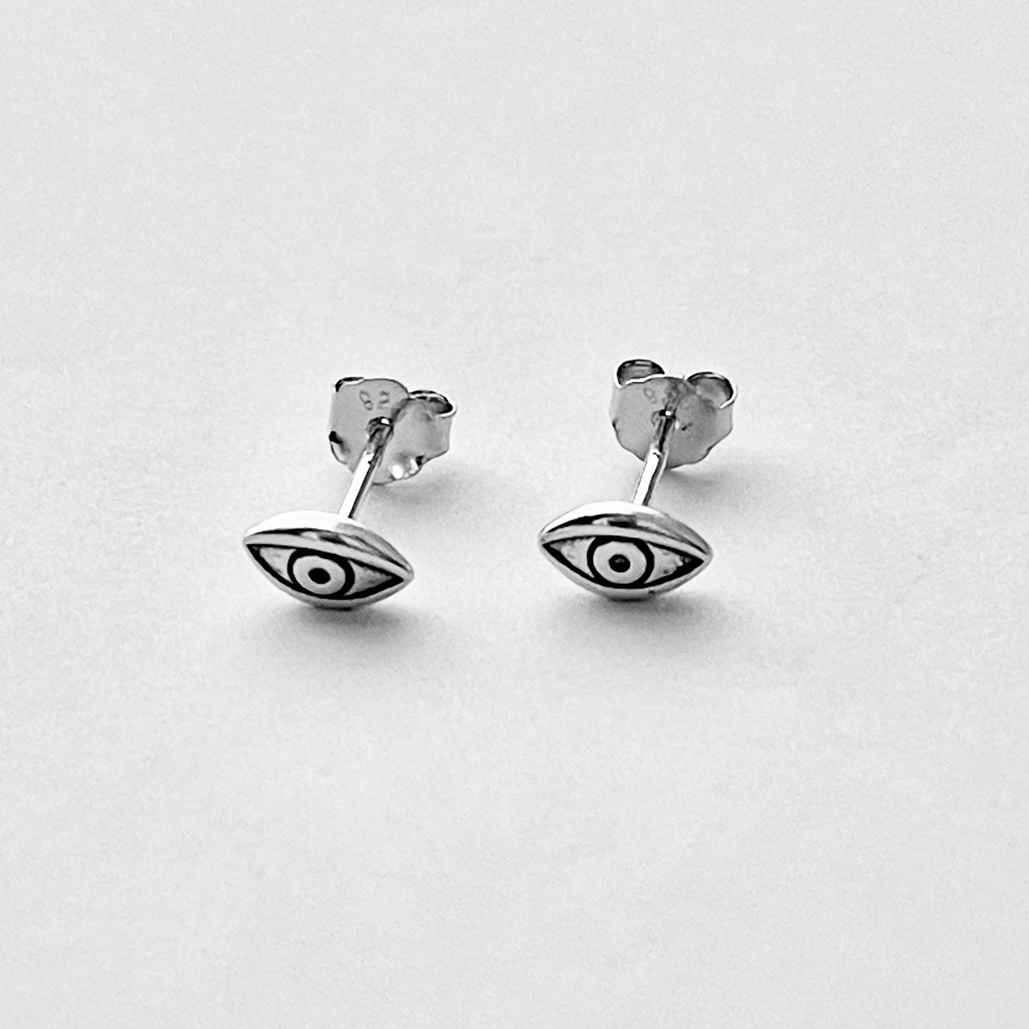 Sterling Silver Little Evil Eye Stud Earring, Protection Jewelry, All Seeing Eye Earrings