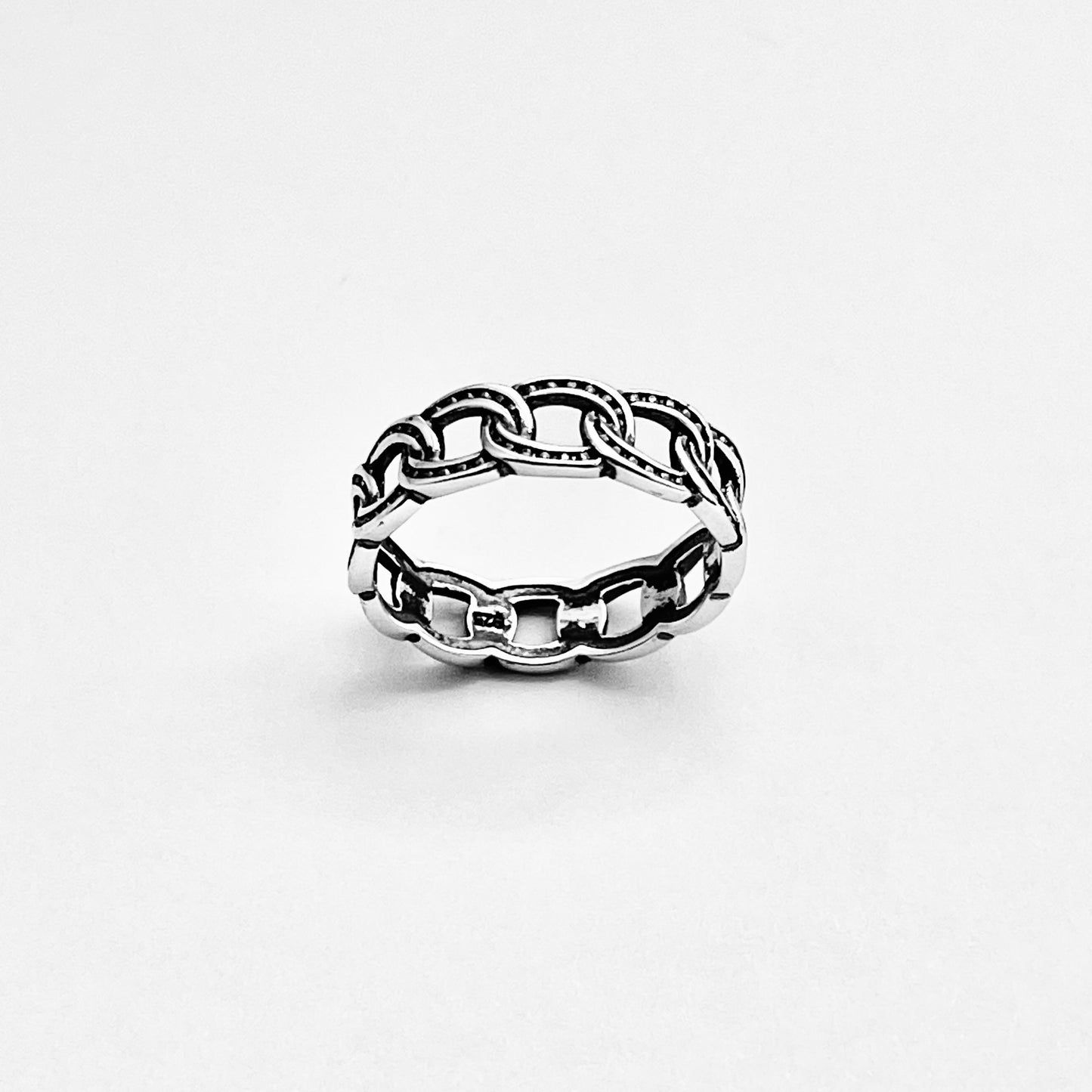 925 Sterling Silver Eternity Round Dot Chain Link Ring | Unisex Jewelry, Stackable Wedding Band