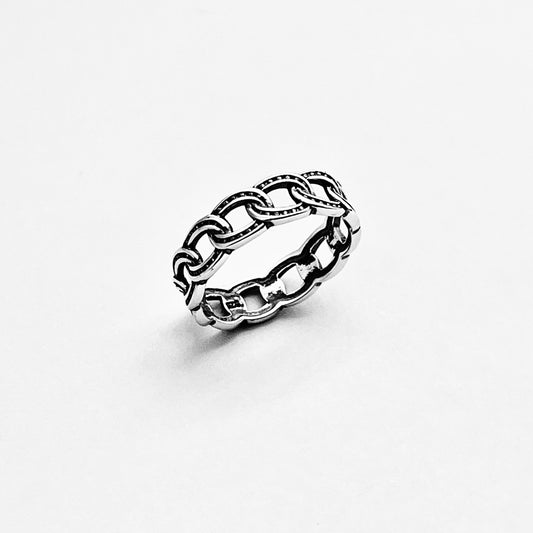 925 Sterling Silver Eternity Round Dot Chain Link Ring | Unisex Jewelry, Stackable Wedding Band