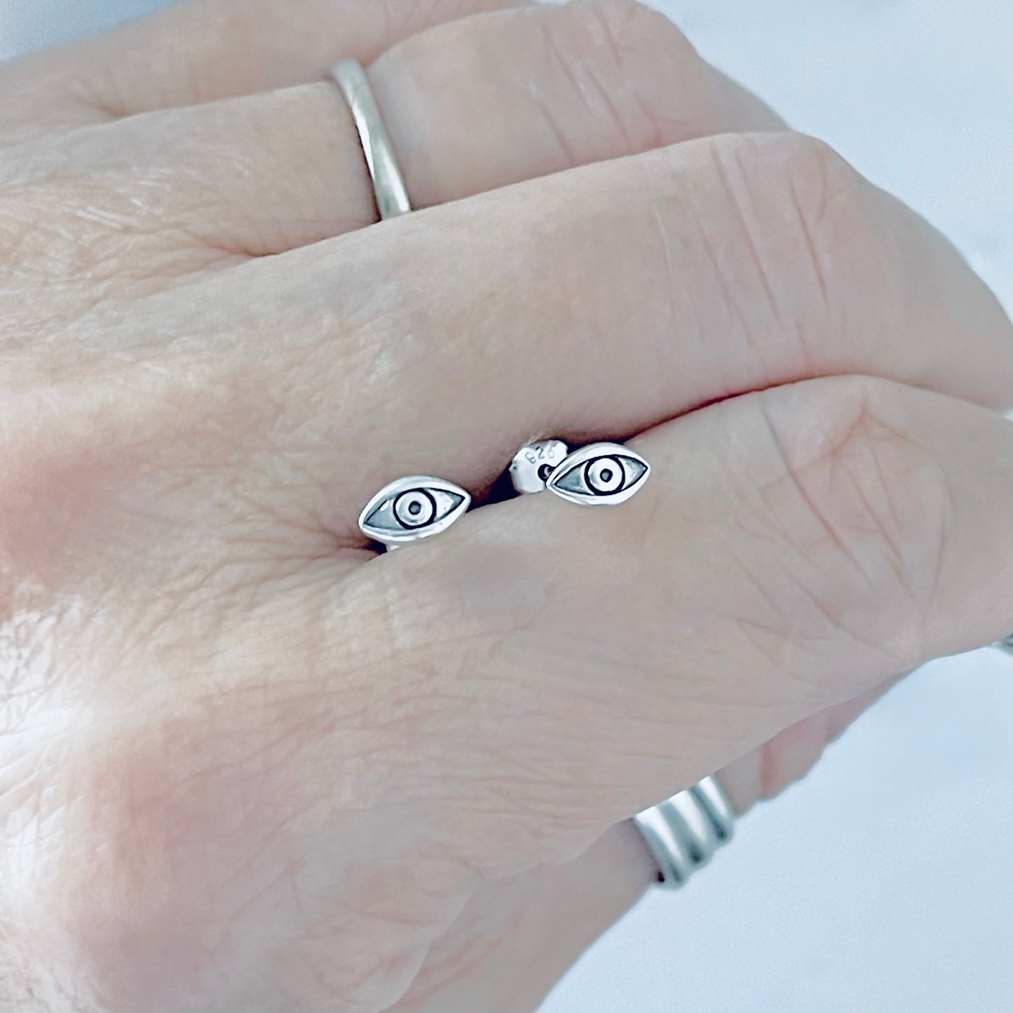 Sterling Silver Little Evil Eye Stud Earring, Protection Jewelry, All Seeing Eye Earrings