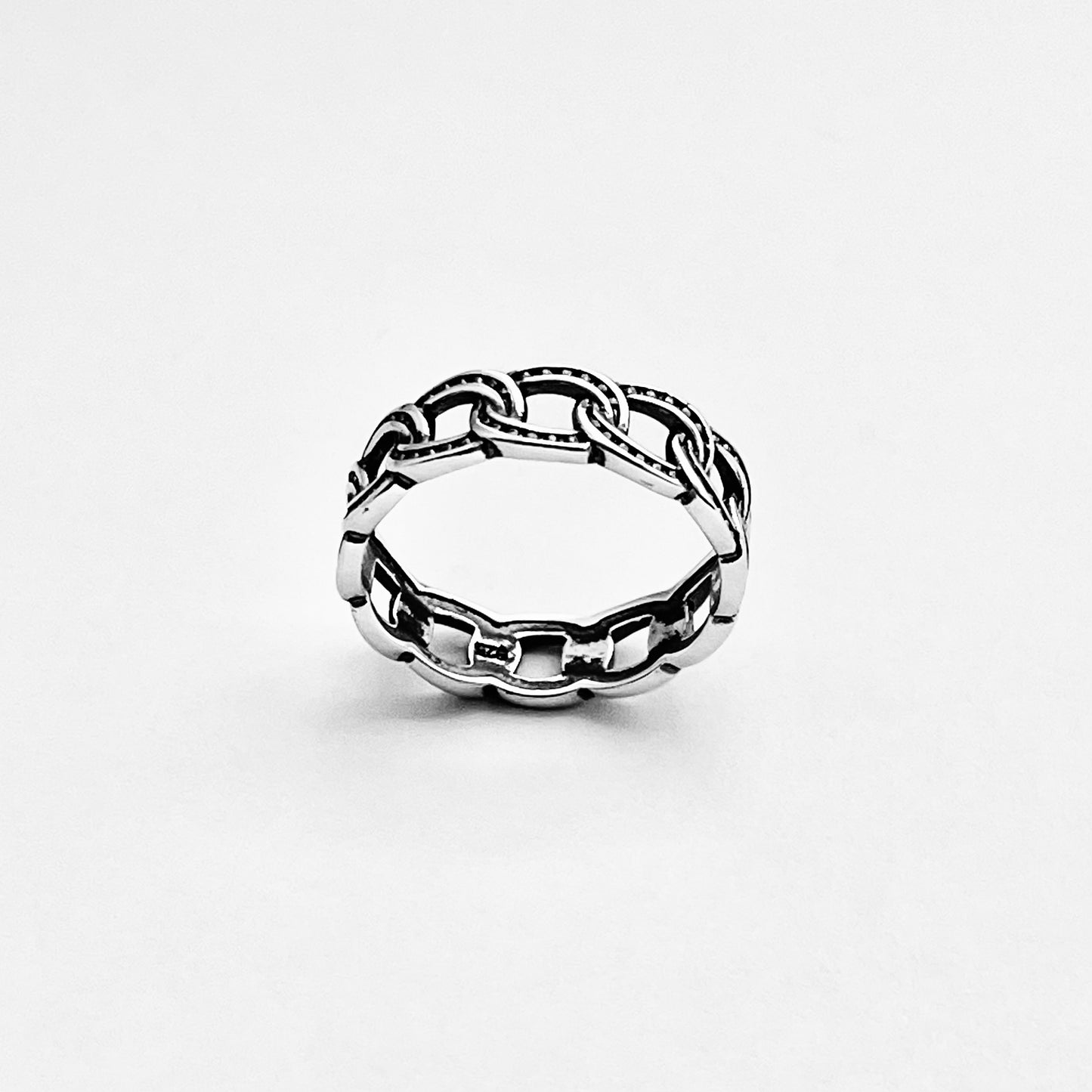 925 Sterling Silver Eternity Round Dot Chain Link Ring | Unisex Jewelry, Stackable Wedding Band