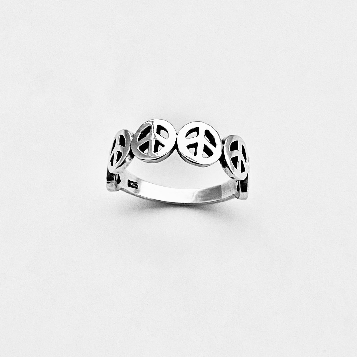 Sterling Silver 6 Peace Sign Ring – Love Peace Unity Silver Rings
